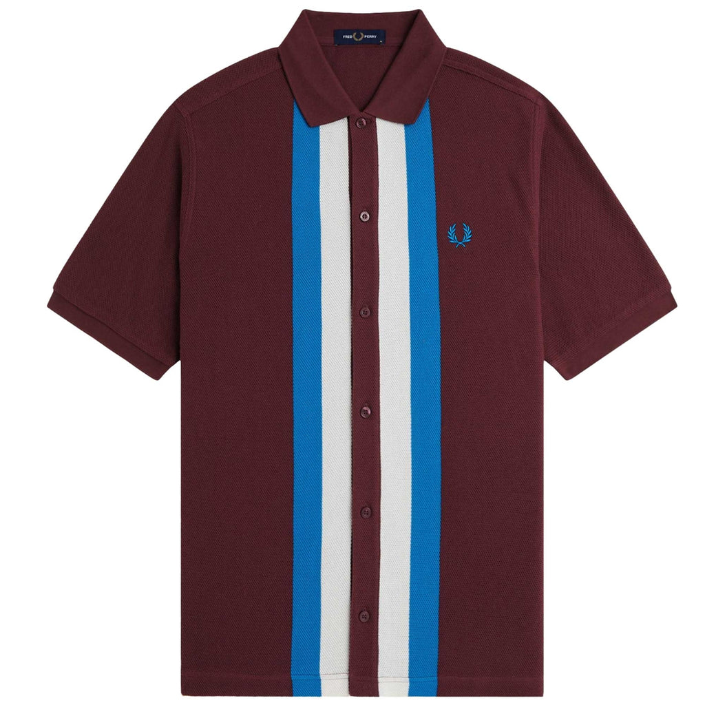 M8522 Panelled Button Through Polo Shirt - Oxblood