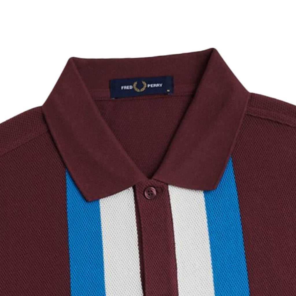 M8522 Panelled Button Through Polo Shirt - Oxblood