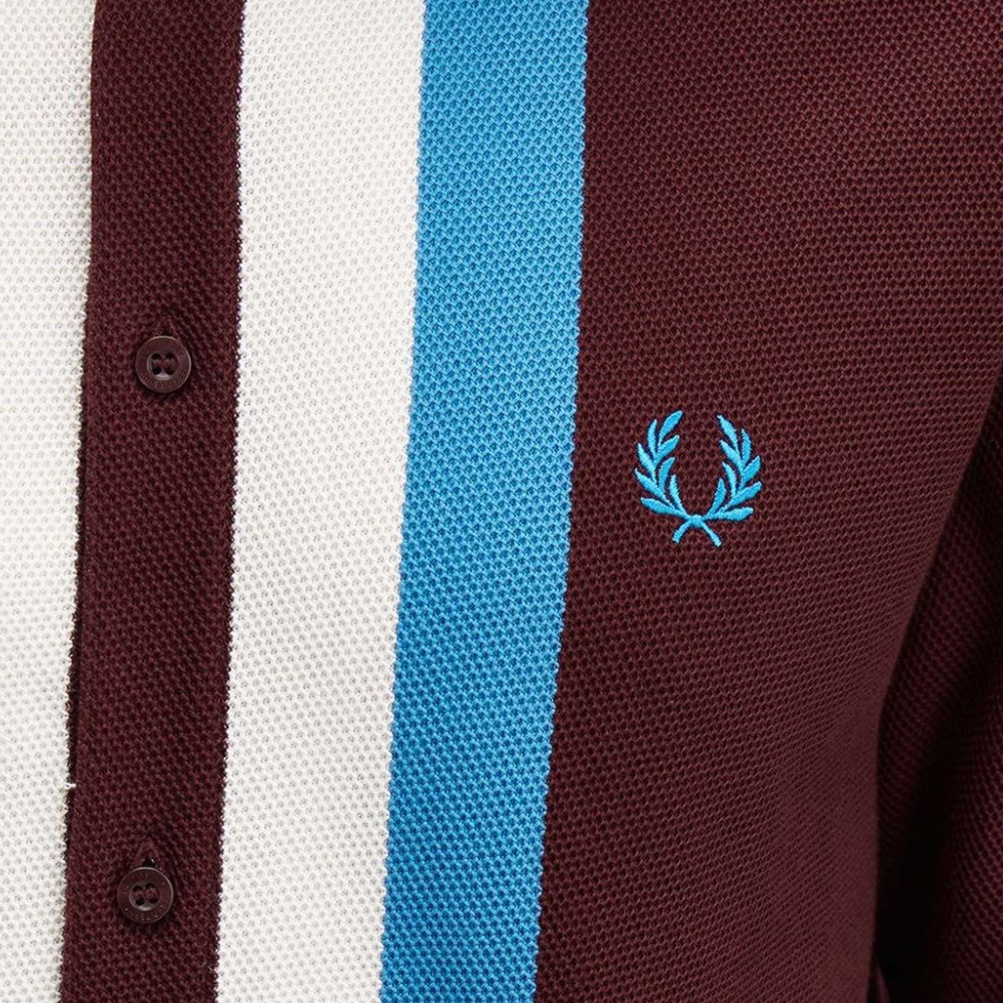 M8522 Panelled Button Through Polo Shirt - Oxblood