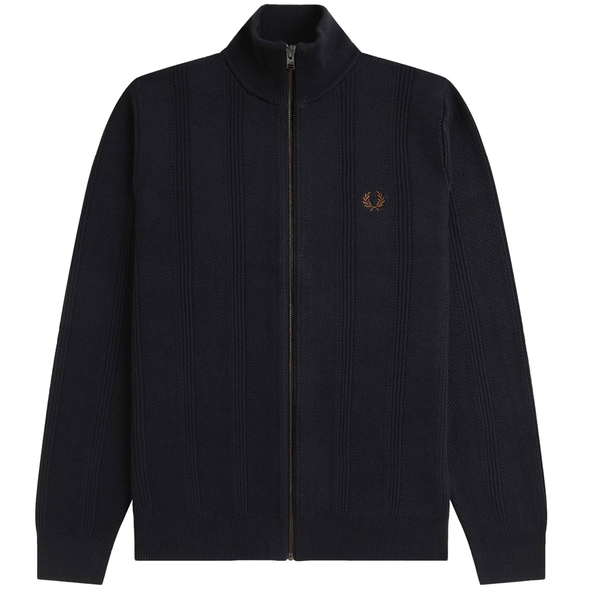 Fred Perry K1304 Textured Zip Through Cardigan - Black – Stuarts
