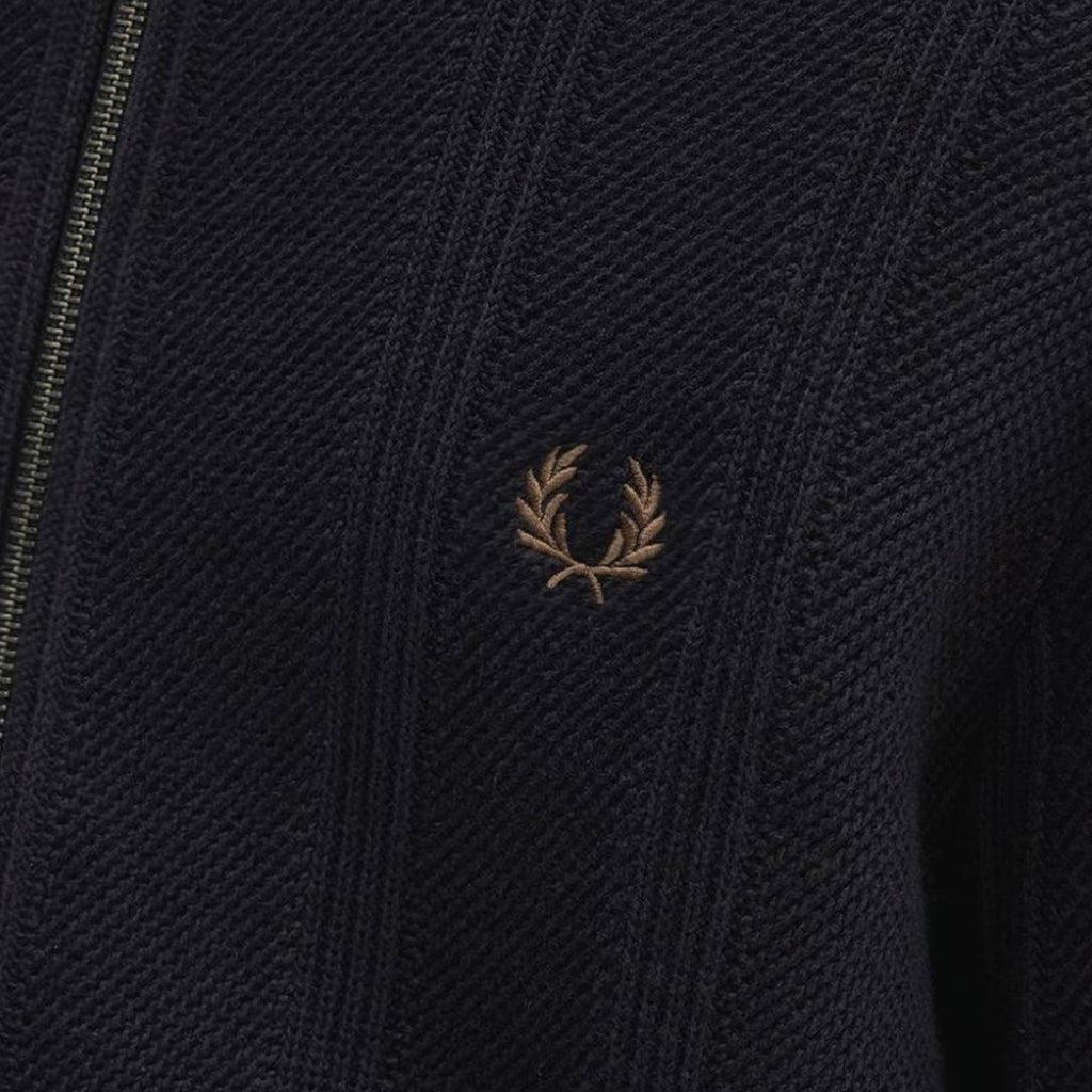 Fred Perry K1304 Textured Zip Through Cardigan - Black