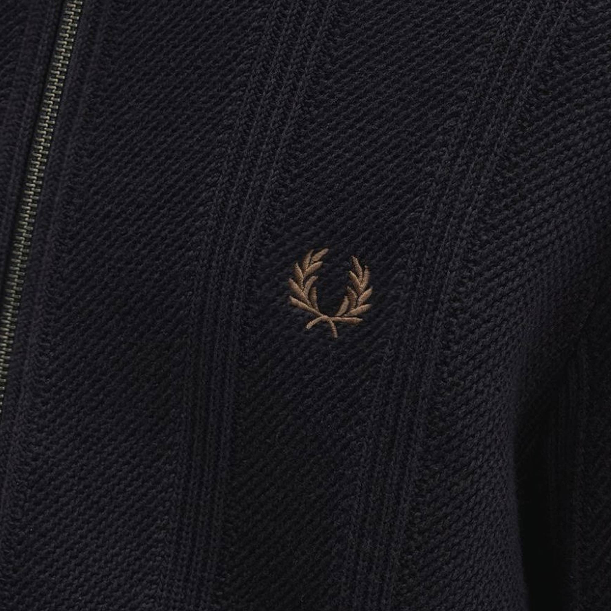 Fred Perry K1304 Textured Zip Through Cardigan - Black