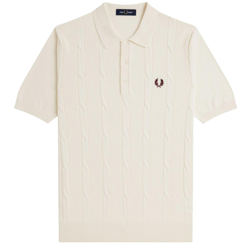Fred Perry K1313 Textured Cable Knit Shirt - Ecru