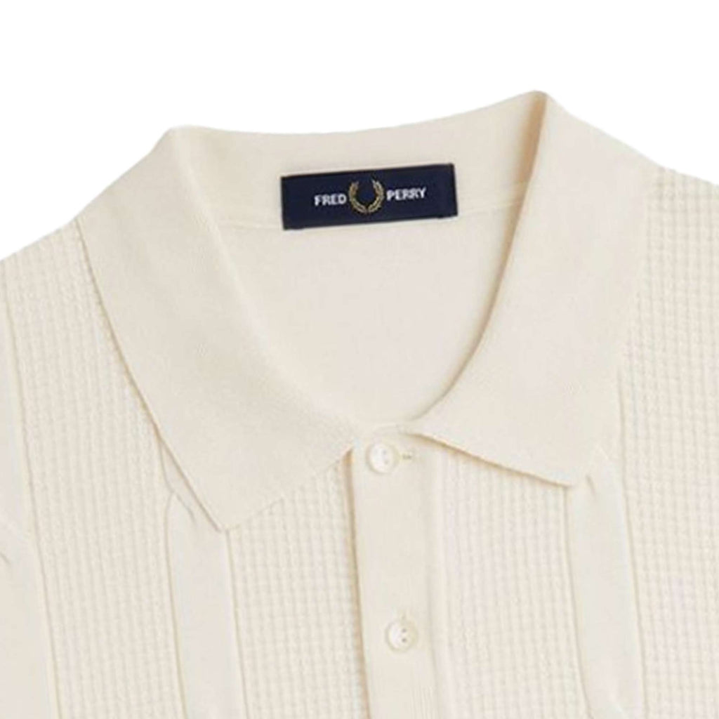 Fred Perry K1313 Textured Cable Knit Shirt - Ecru