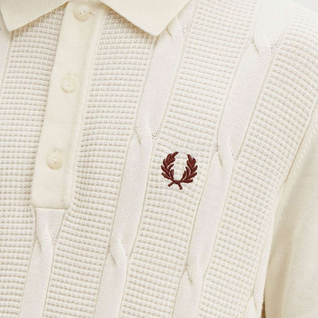 Fred Perry K1313 Textured Cable Knit Shirt - Ecru
