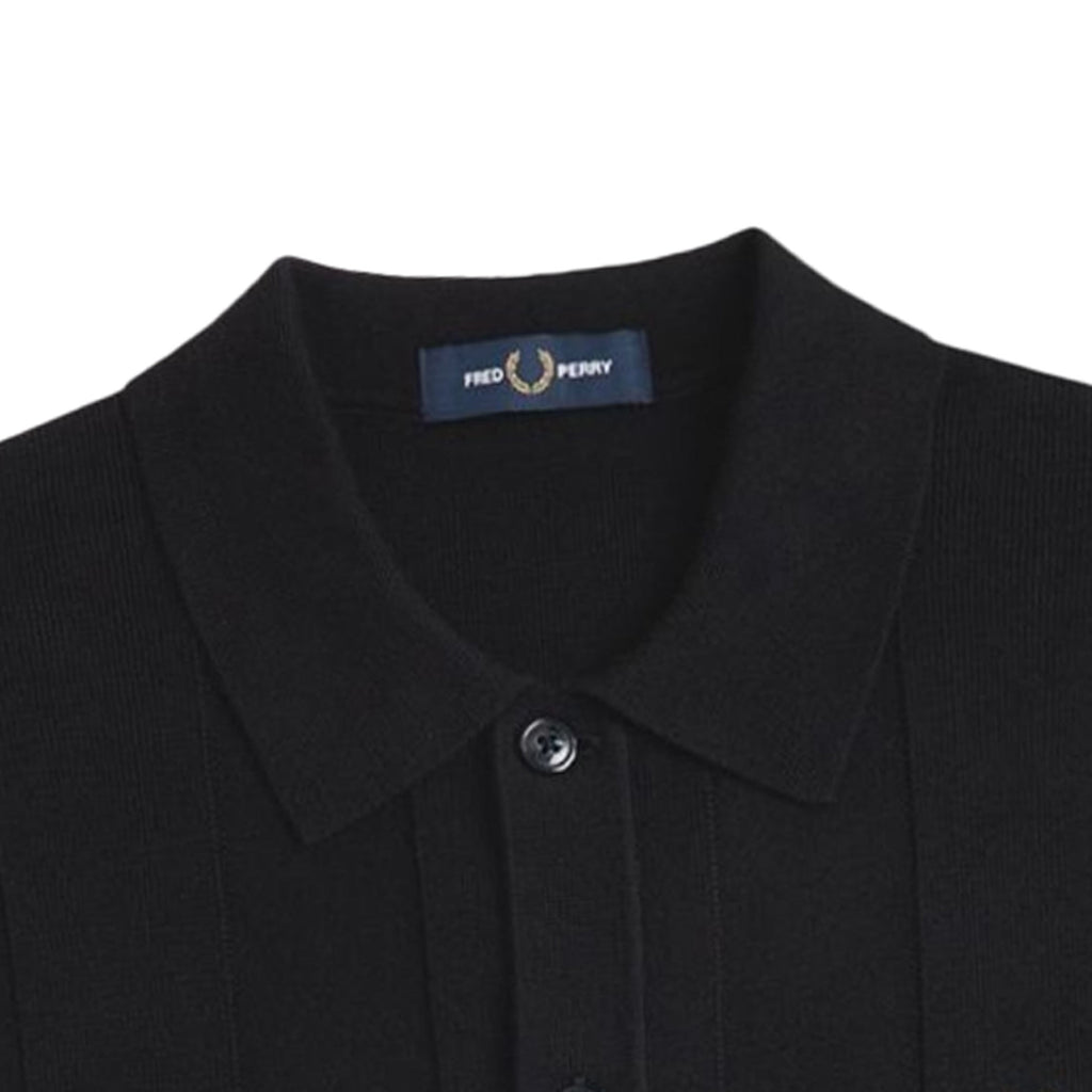 Fred Perry K9726 Button Through Knitted Shirt - Black