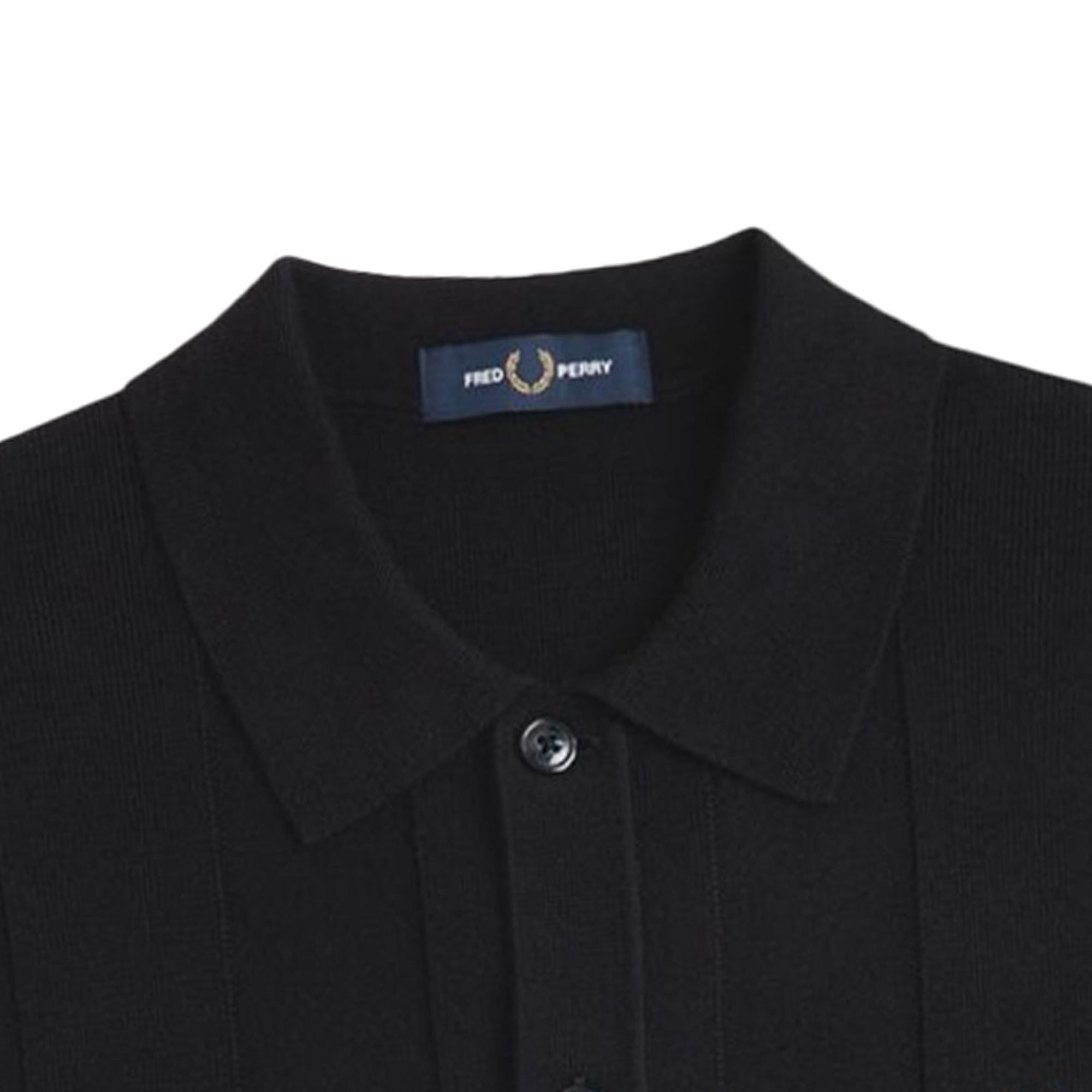 Fred Perry K9726 Button Through Knitted Shirt - Black