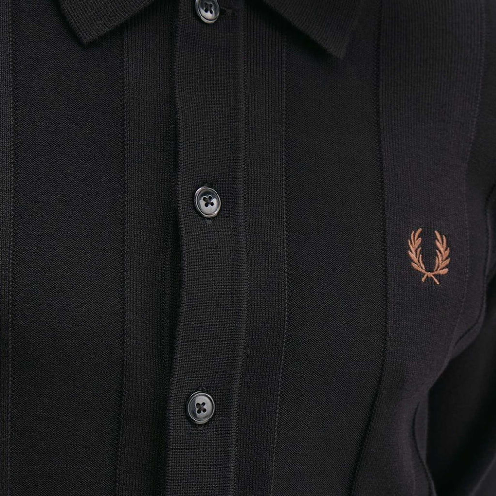 Fred Perry K9726 Button Through Knitted Shirt - Black