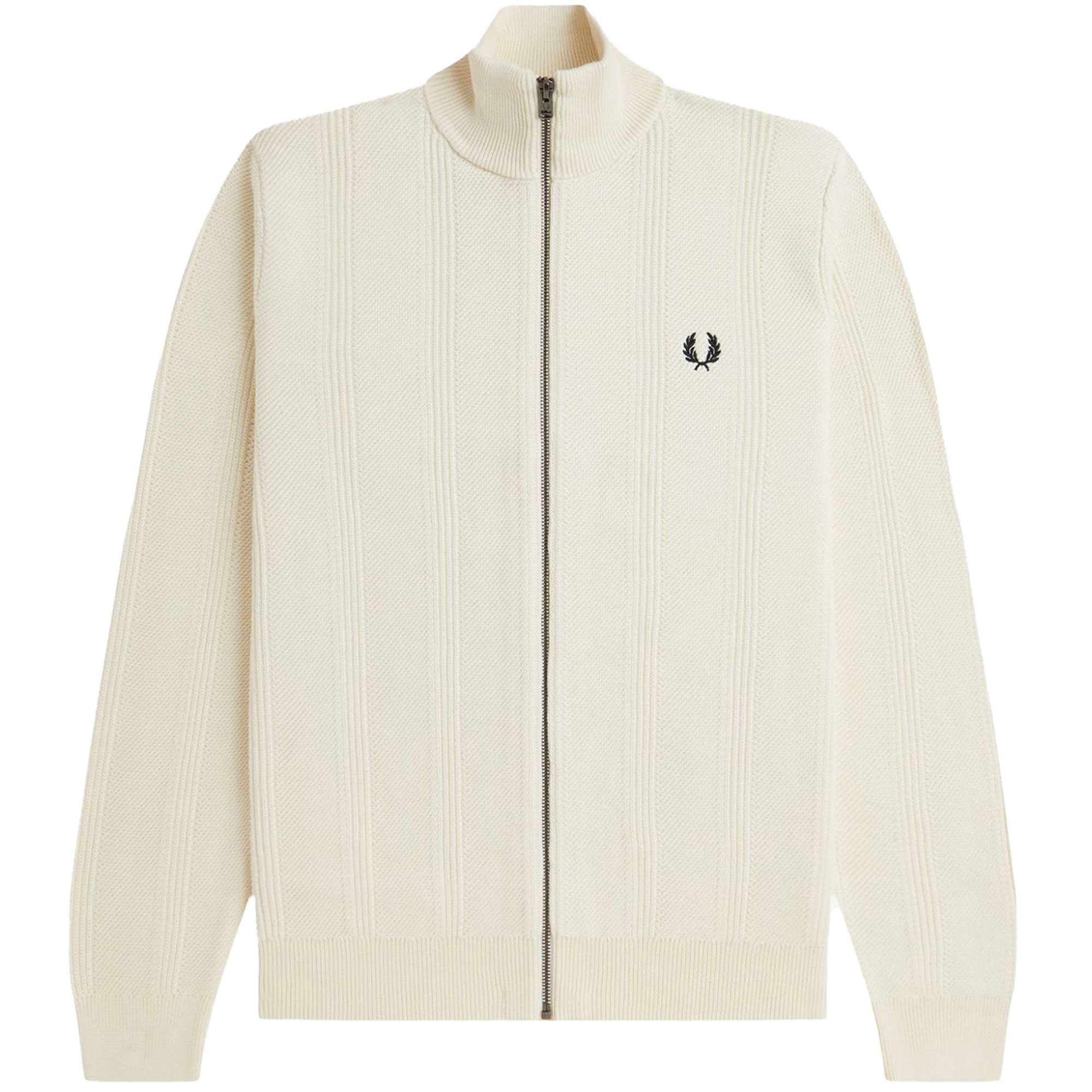 Fred Perry K1304 Textured Zip Through Cardigan - Ecru – Stuarts London