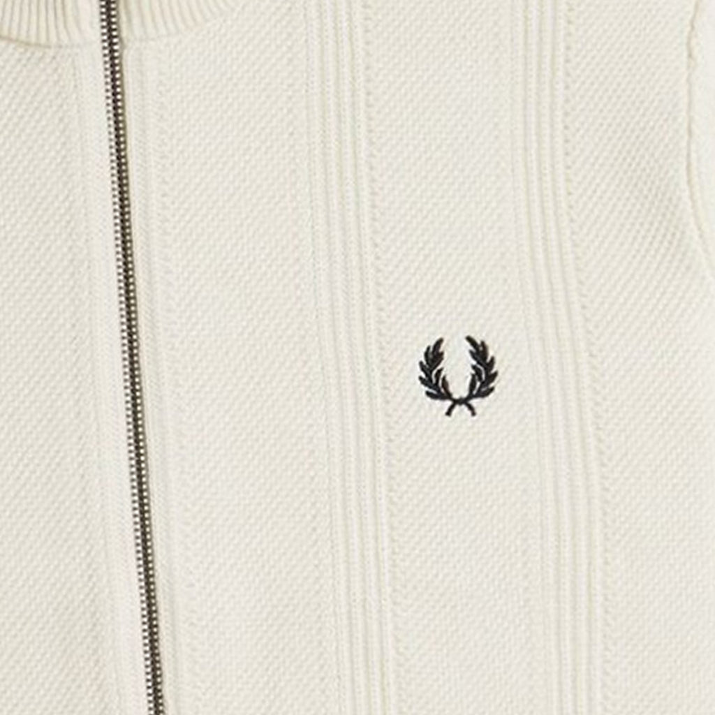 Fred Perry K1304 Textured Zip Through Cardigan - Ecru