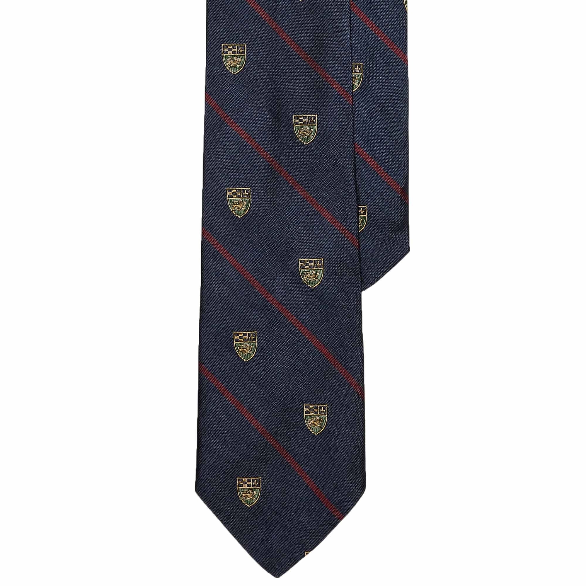 Striped Silk Repp Club Tie - Navy