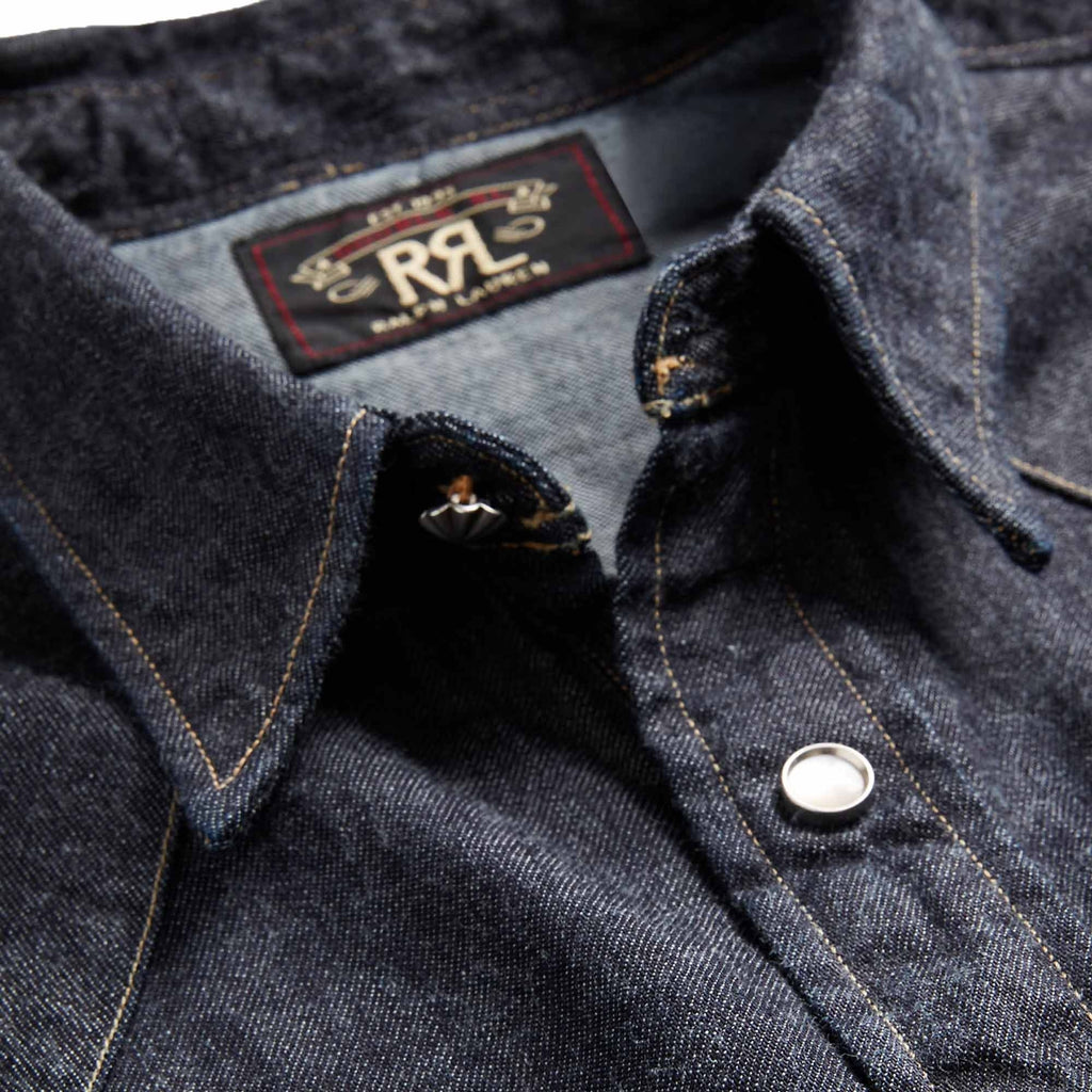 Slim Fit Denim Western Shirt - Denim