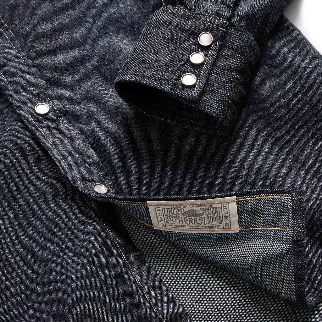 Slim Fit Denim Western Shirt - Denim