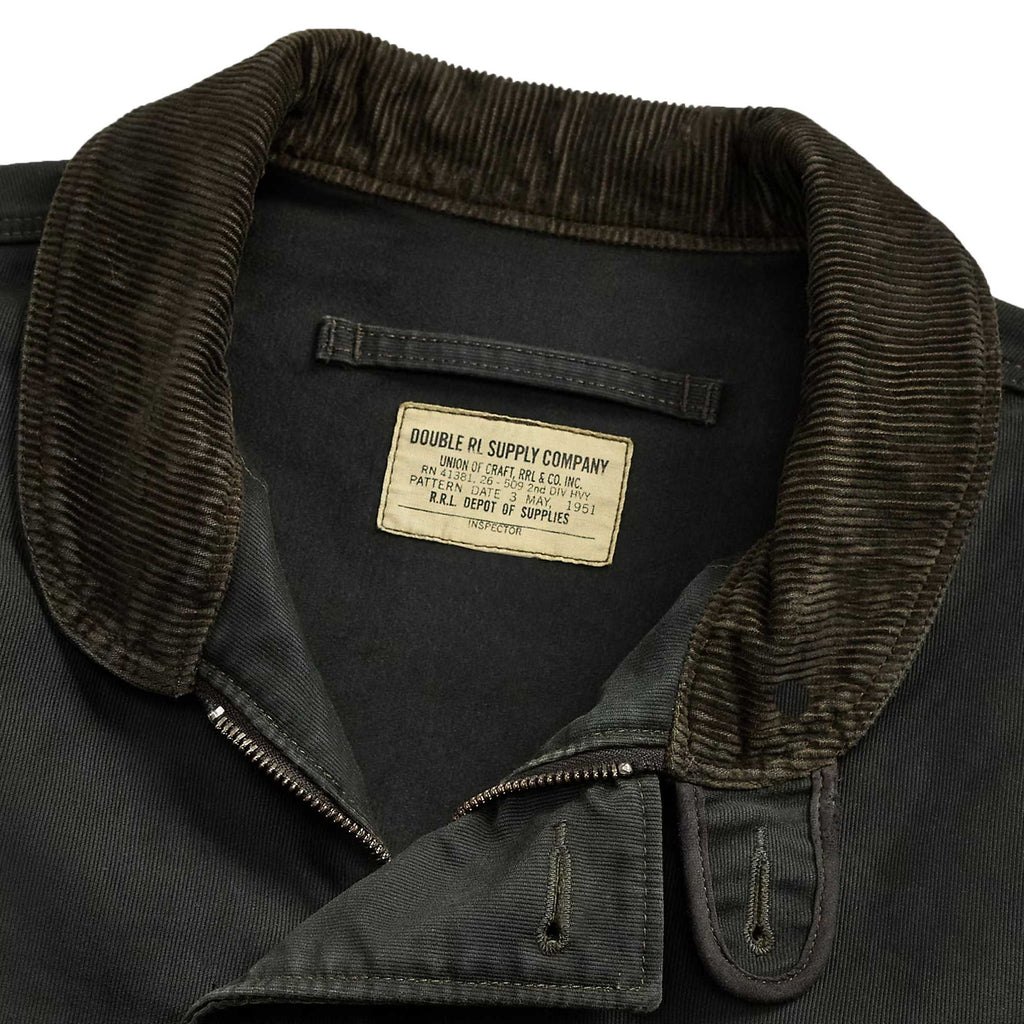 Corduroy-Collar Cotton Deck Jacket - Black