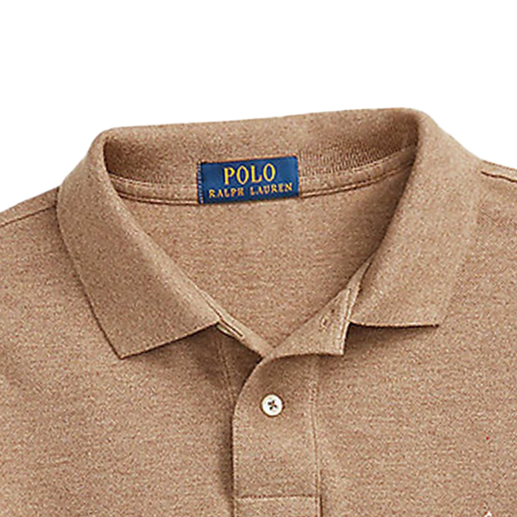 Polo Ralph Lauren Custom Slim Fit Long Sleeve Polo Shirt - Brown Heather