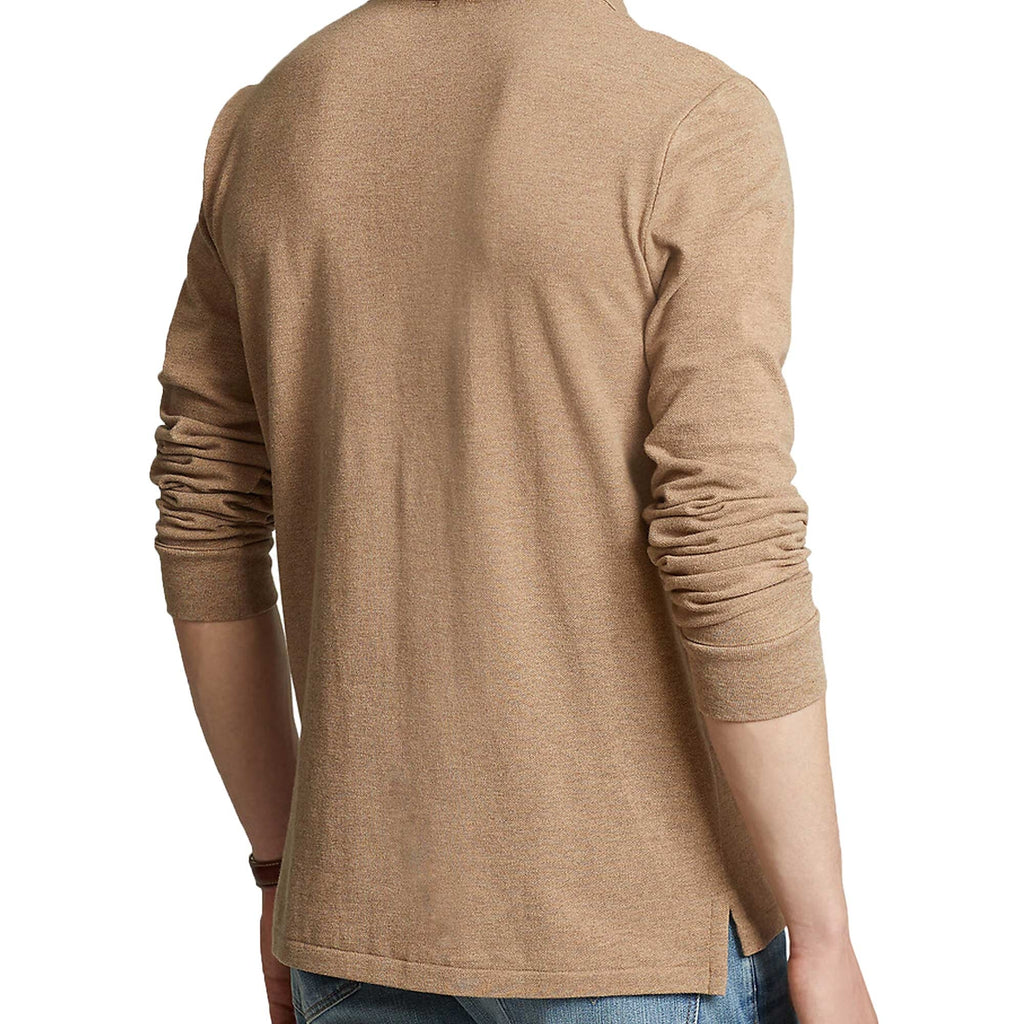 Polo Ralph Lauren Custom Slim Fit Long Sleeve Polo Shirt - Brown Heather