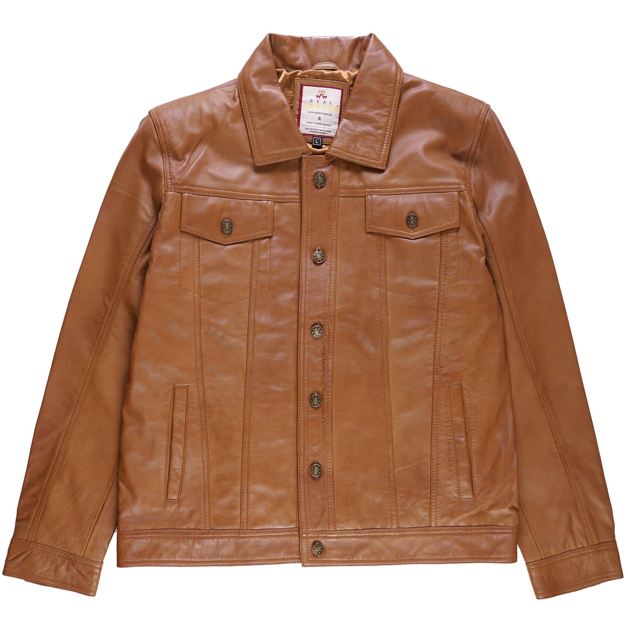 Leather Trucker Jacket - Tan