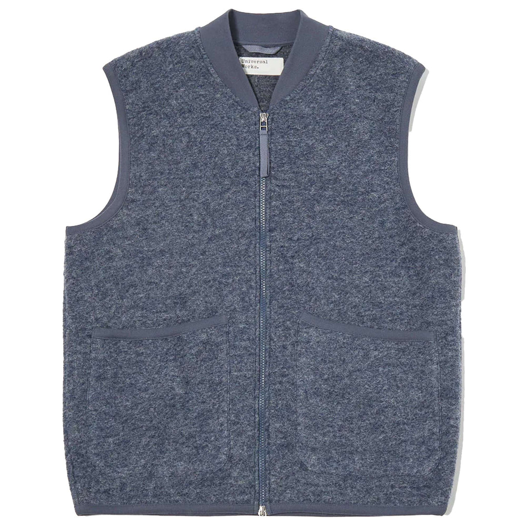 Universal Works Zip Waistcoat - Slate Blue