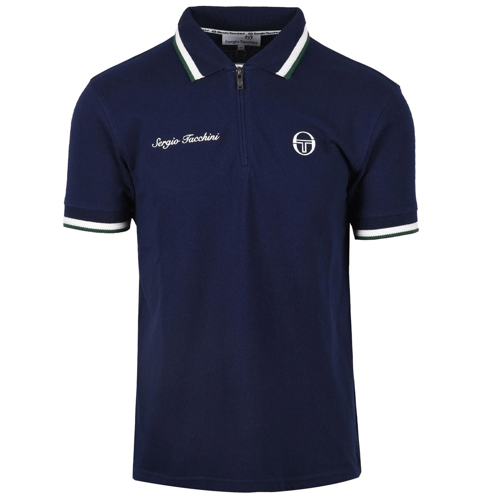 Sergio Tacchini Nanto Zip Neck Polo Shirt - Maritime Blue