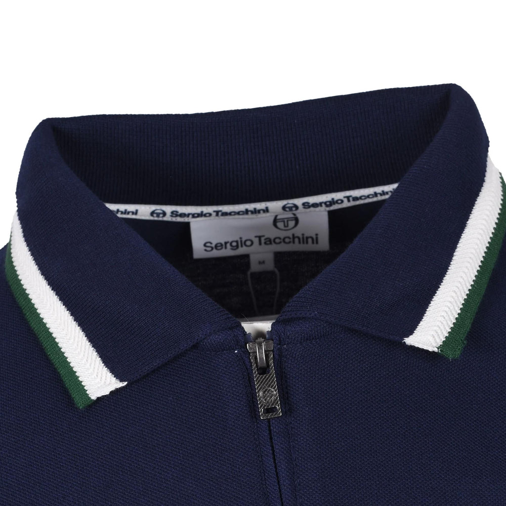 Sergio Tacchini Nanto Zip Neck Polo Shirt - Maritime Blue