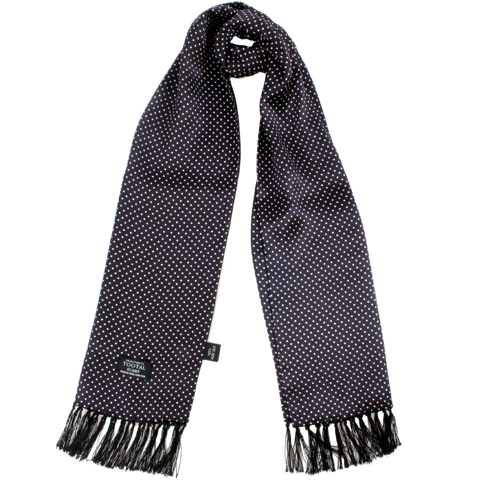 Tootal Scarves Polka Dot Silk Scarf - Black and White