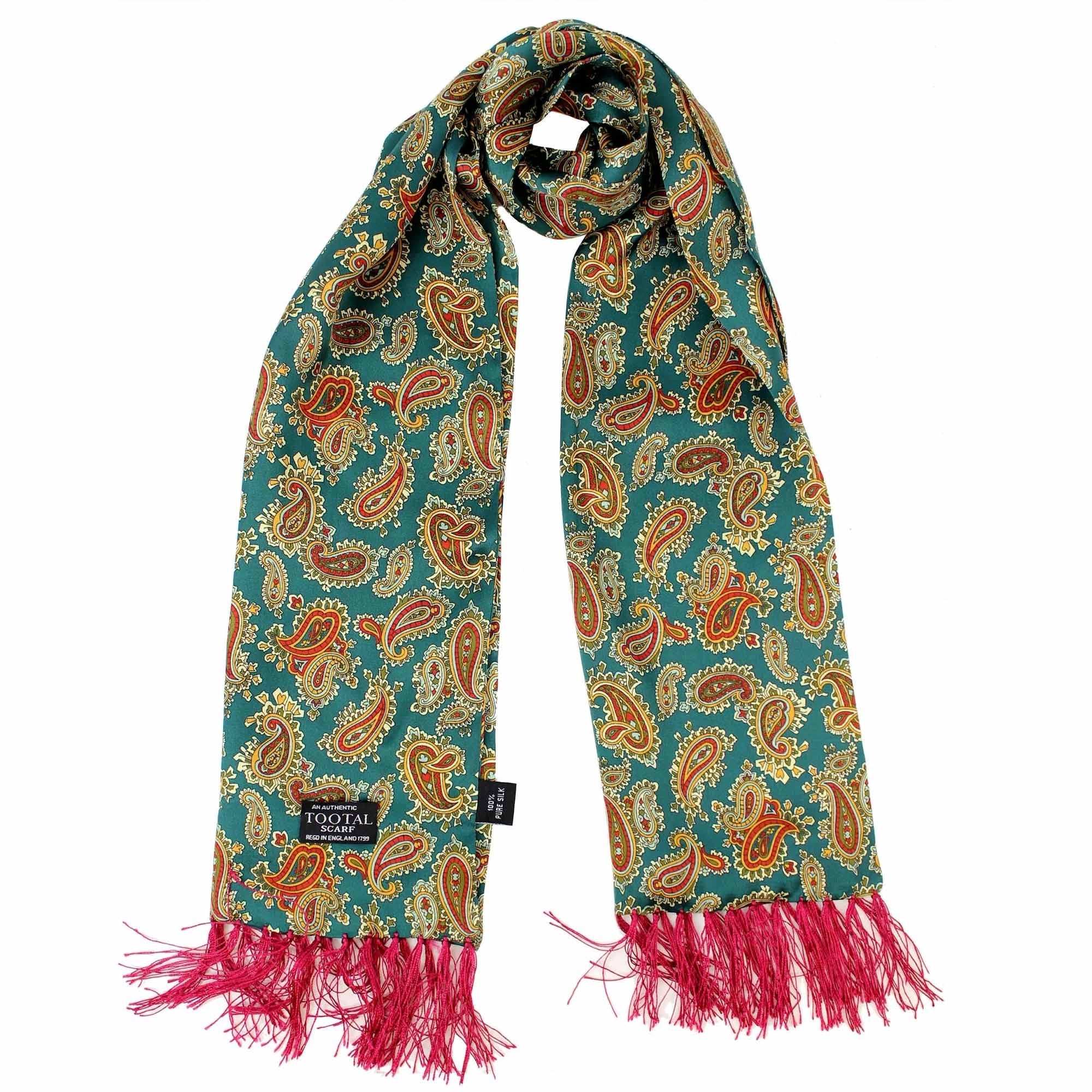 Tootal Scarves Paisley Silk Scarf - Racing Green