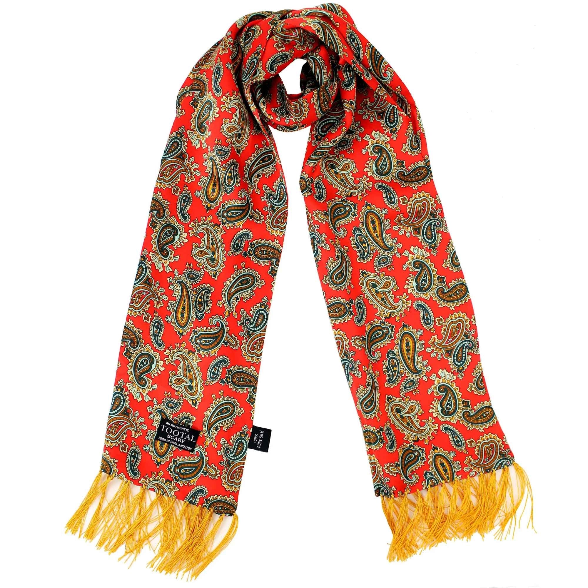 Tootal Scarves Paisley Silk Scarf - Scooter Red – Stuarts London