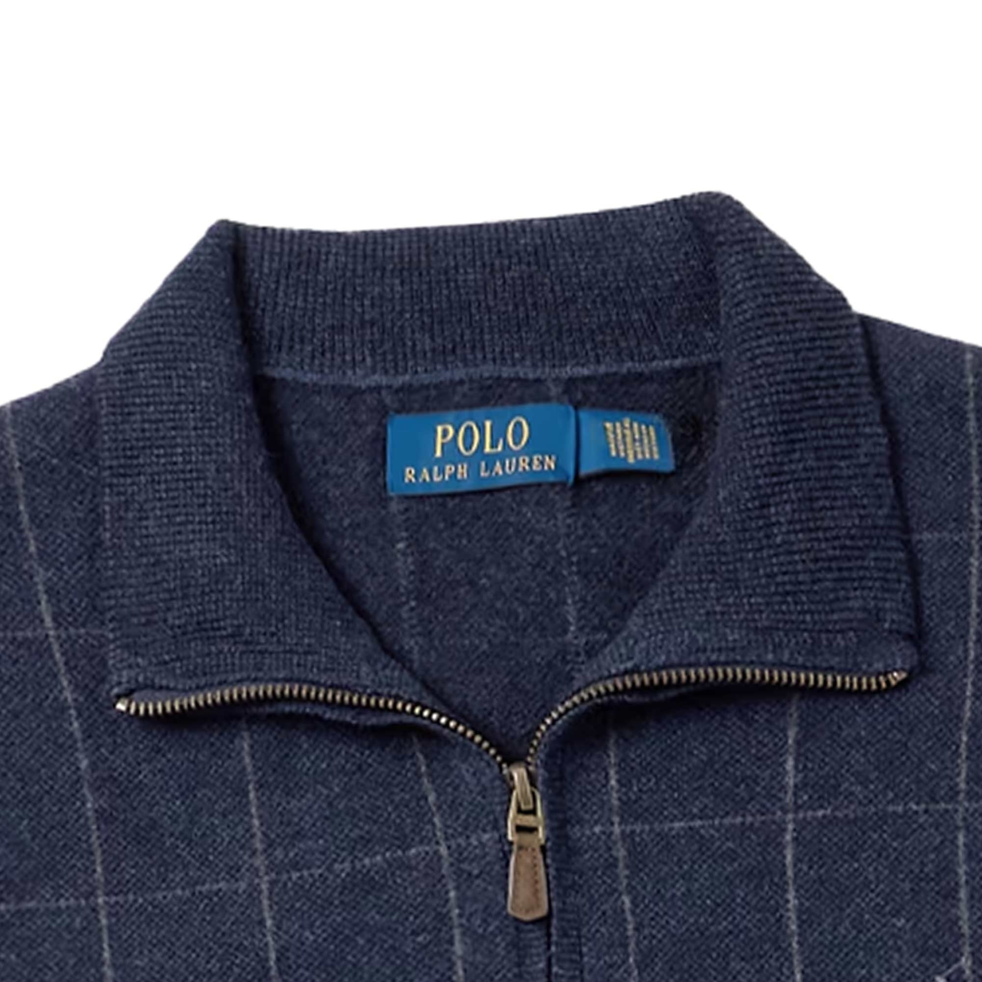 Polo Ralph Lauren Checked Wool Half-Zip Sweater - Navy – Stuarts