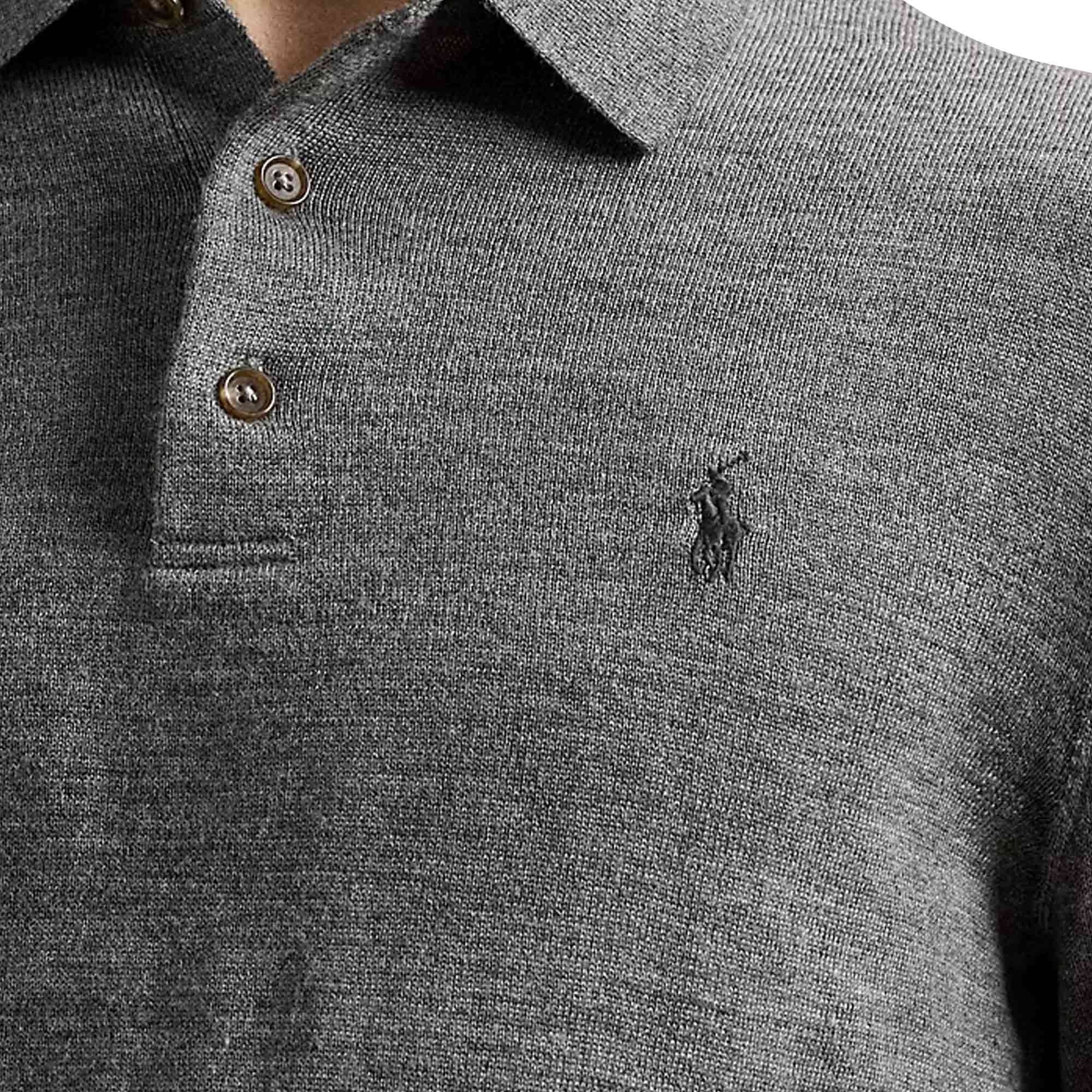 Wool Polo-Collar Jumper - Grey