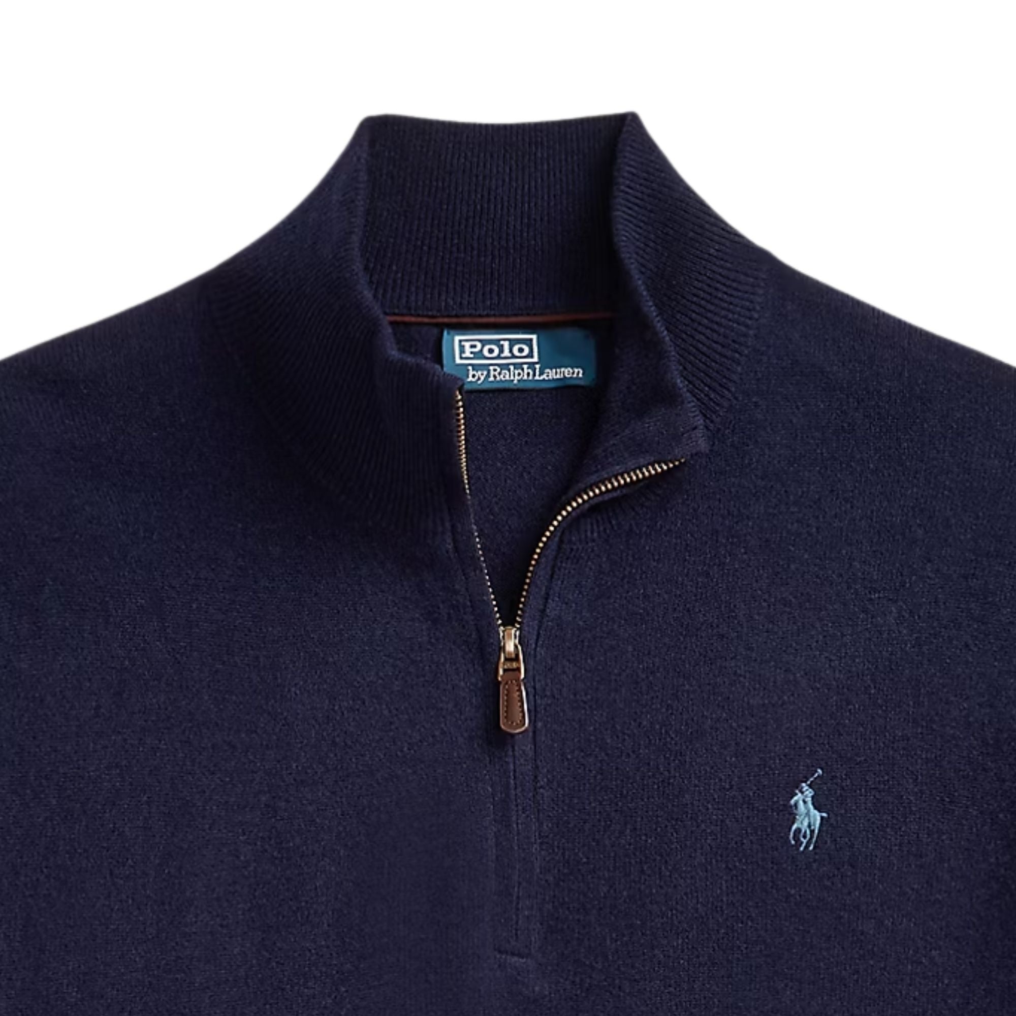 Polo Ralph Lauren Wool Quarter-Zip Jumper - Blue – Stuarts London