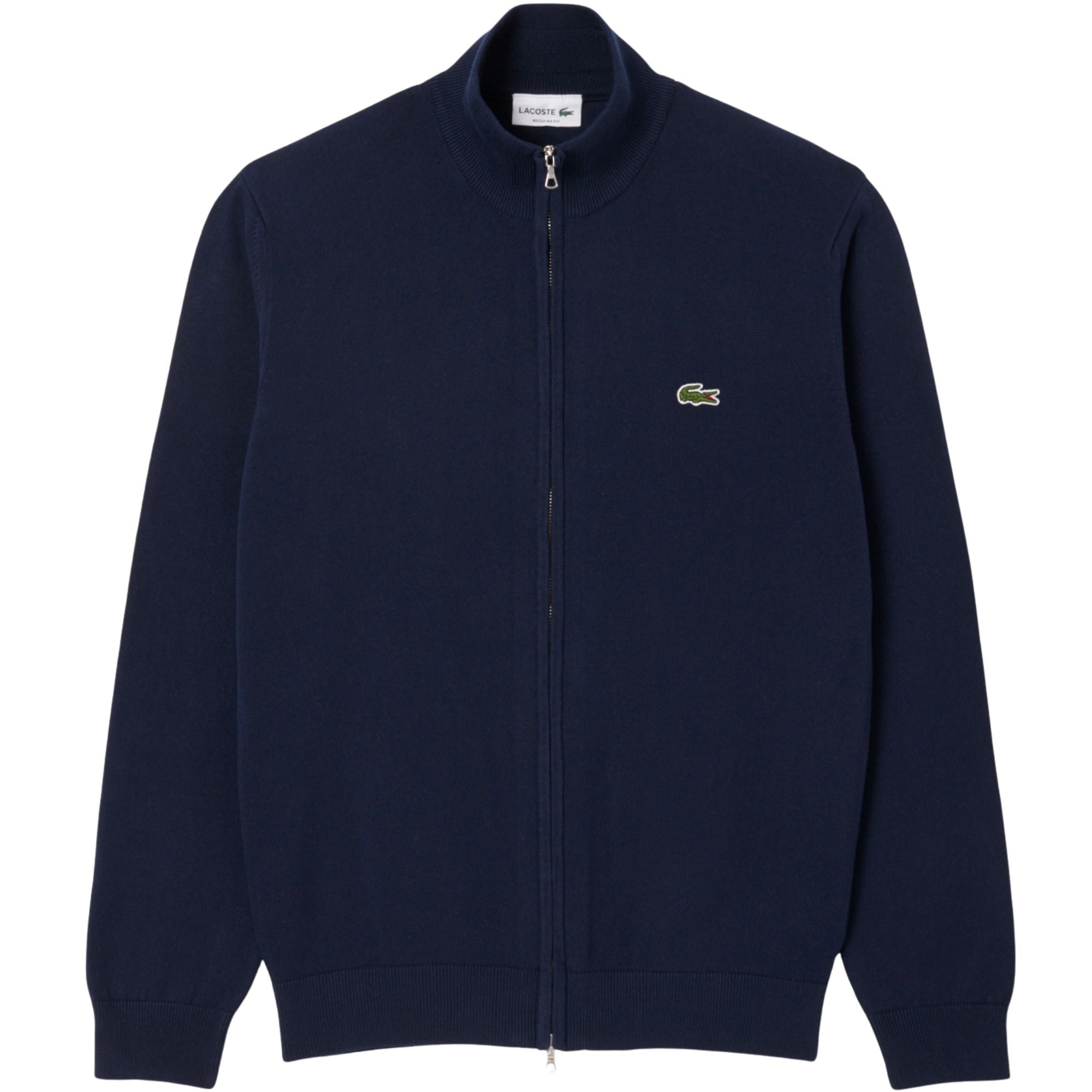 Lacoste Zipped High Neck Cotton Sweater - Navy