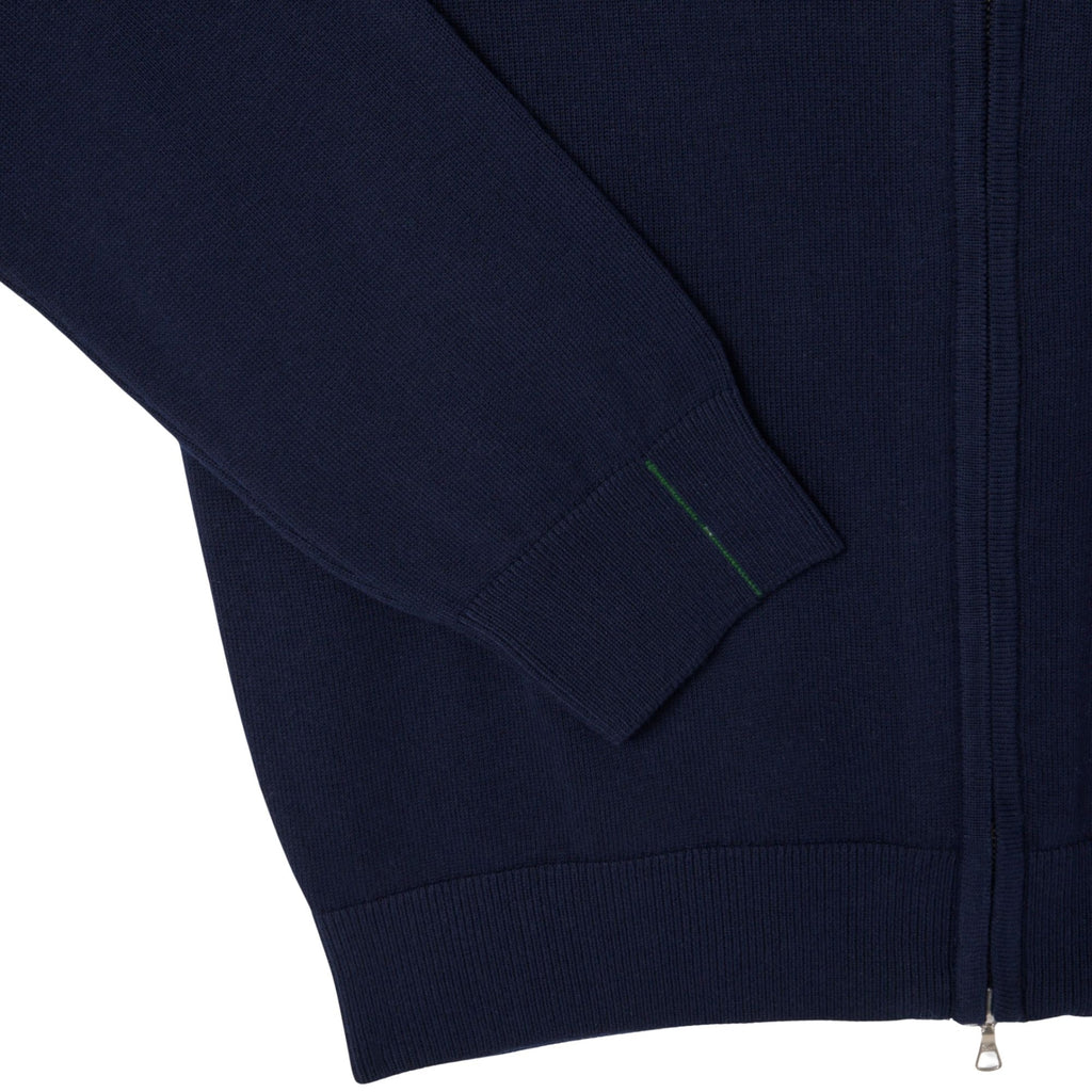 Lacoste Zipped High Neck Cotton Sweater - Navy