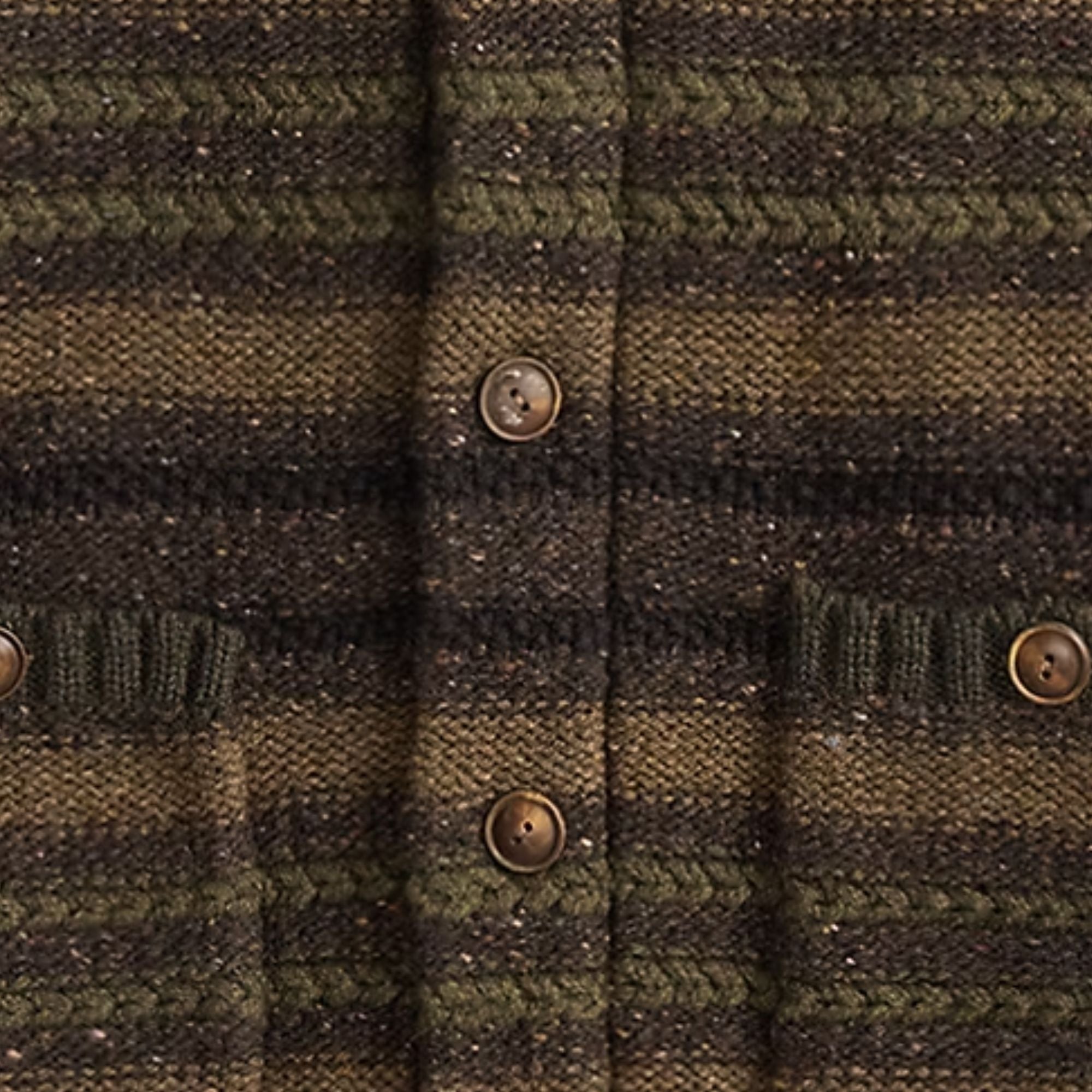Wool-Cotton Shawl-Collar Cardigan - Brown Multi
