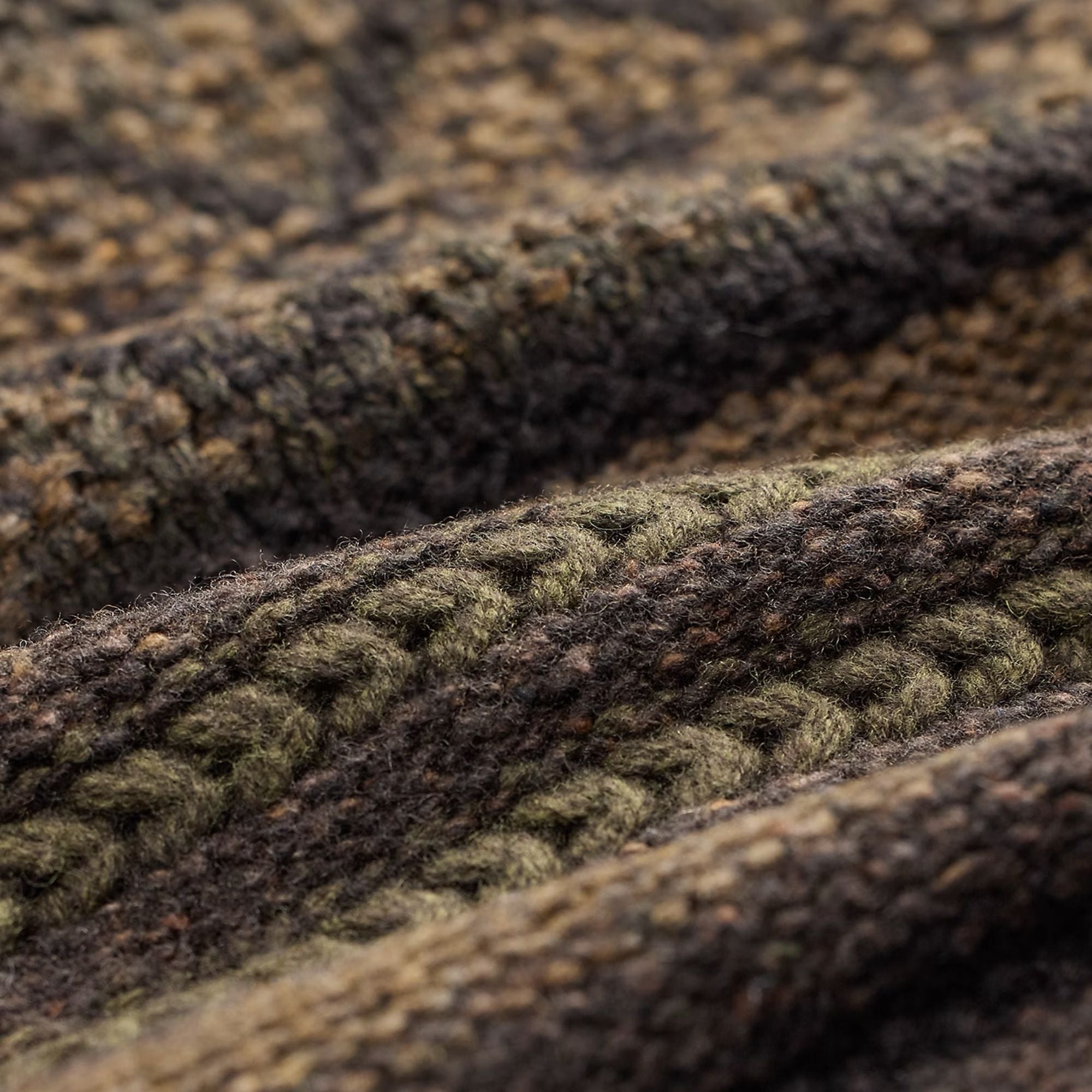 Wool-Cotton Shawl-Collar Cardigan - Brown Multi