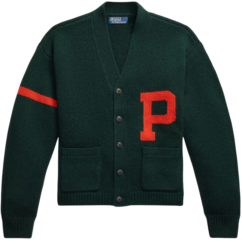Polo Ralph Lauren Wool V-Neck Letter Cardigan - Green
