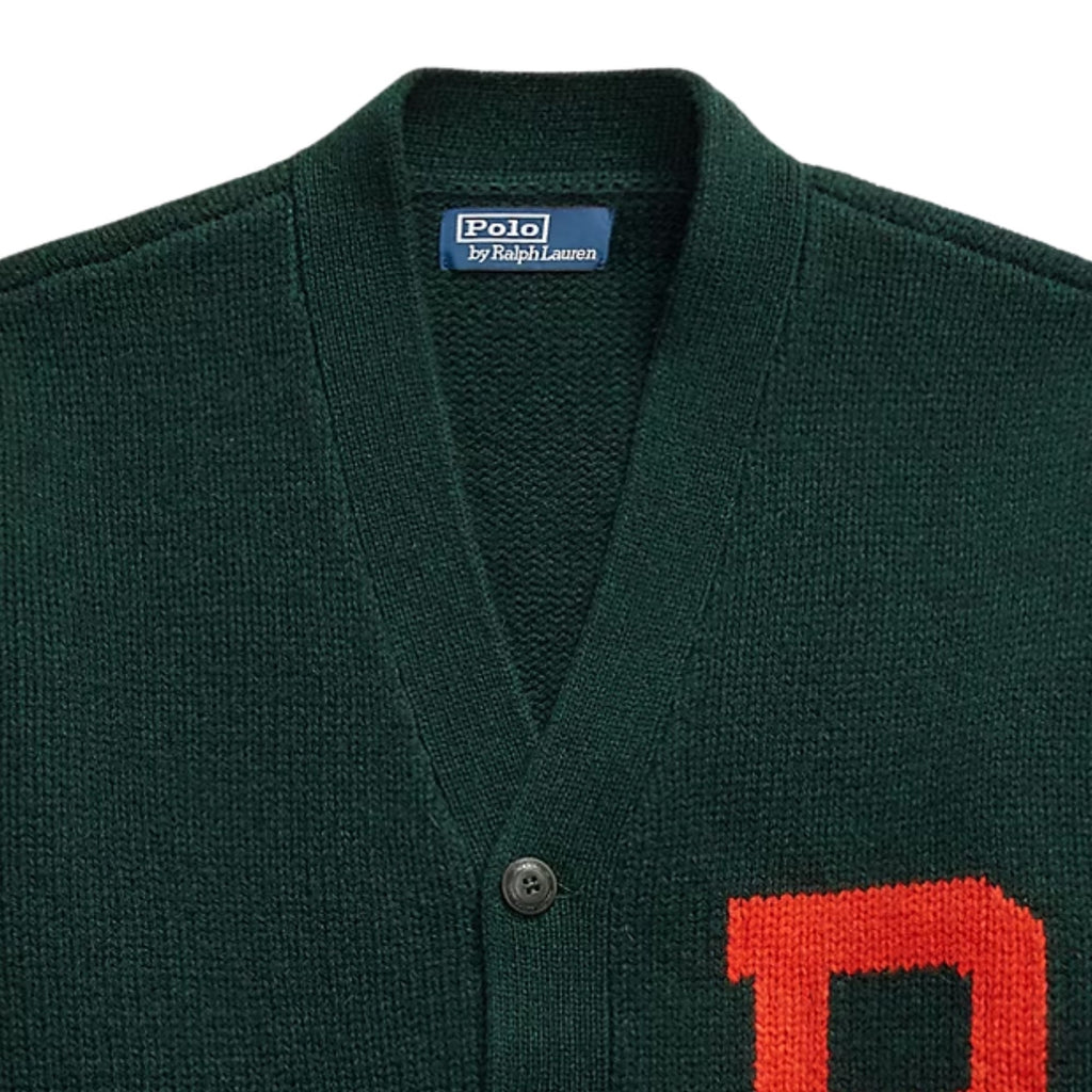 Polo Ralph Lauren Wool V-Neck Letter Cardigan - Green