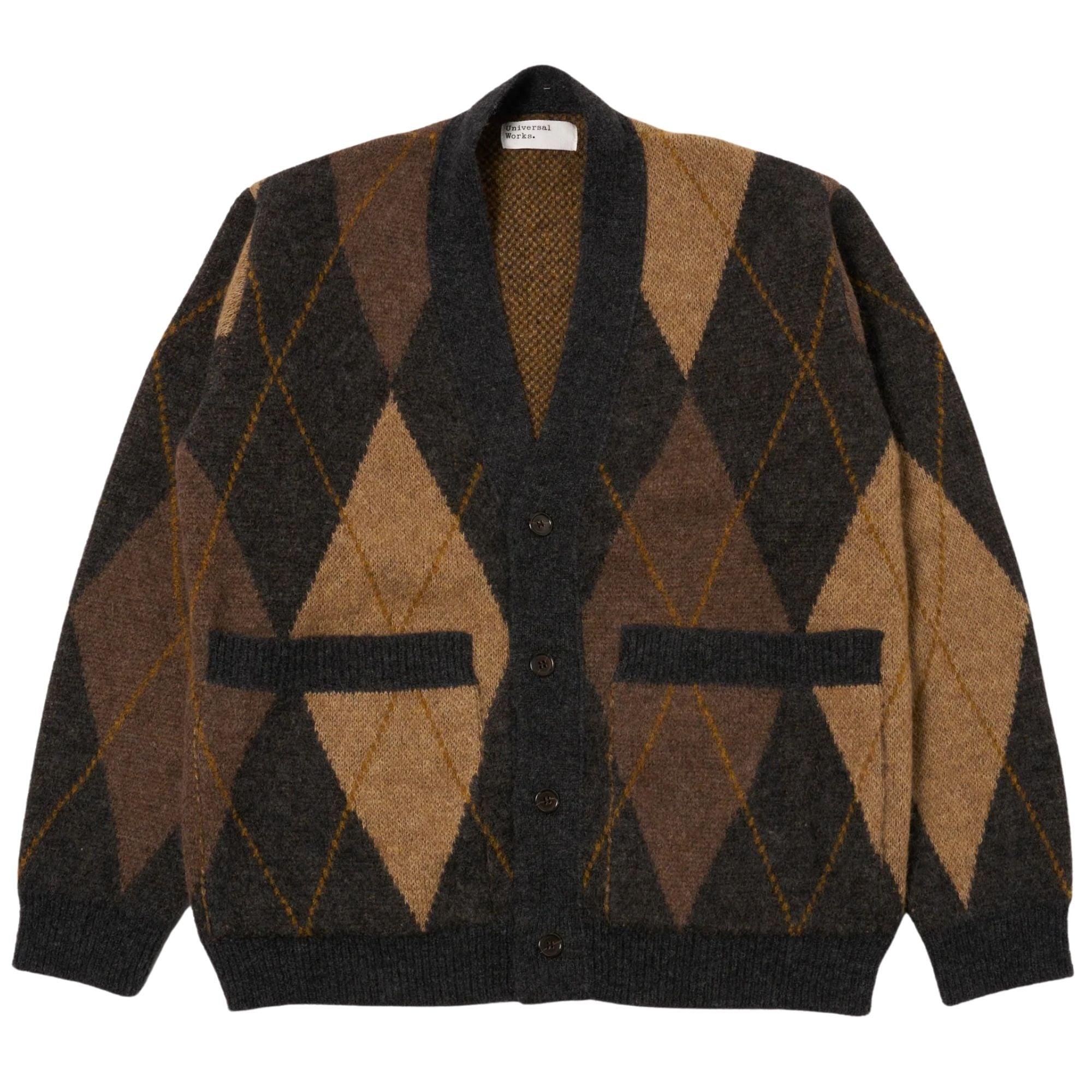 Universal Works Alpaca Knit Langdale Argyll Cardigan - Brown
