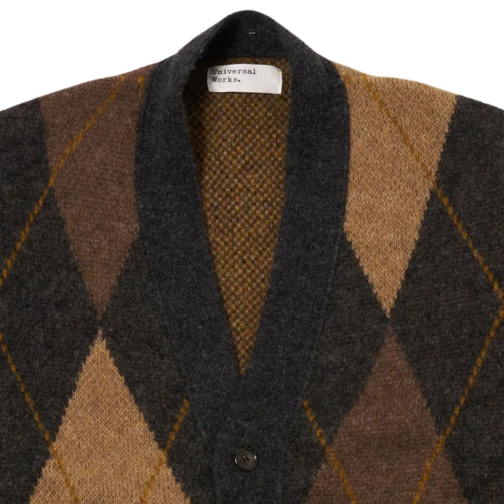 Universal Works Alpaca Knit Langdale Argyll Cardigan - Brown