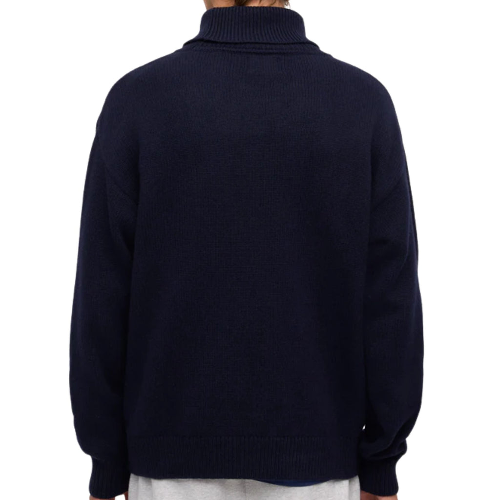 Merino Wool Turtleneck - Navy Blue