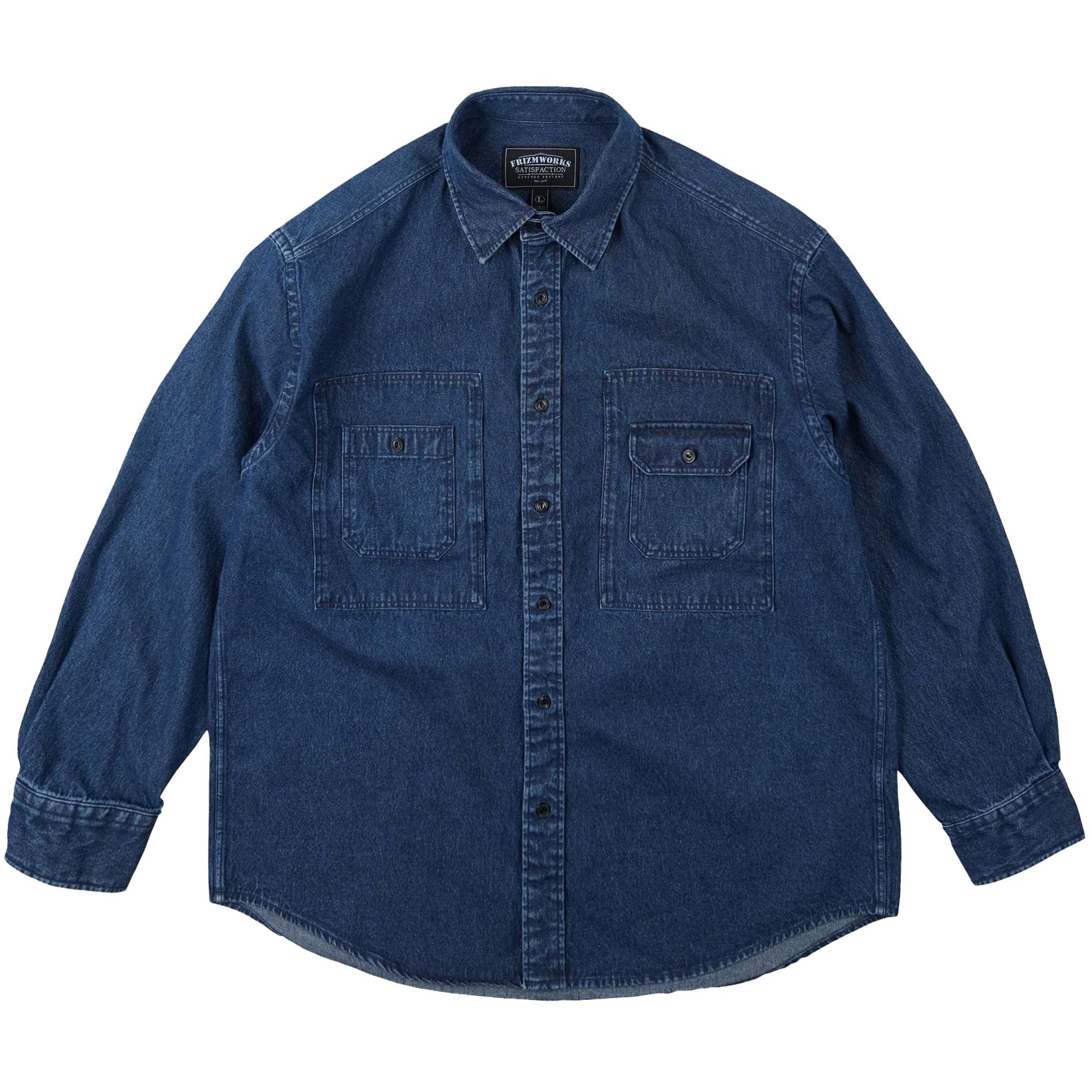 FrizmWORKS Bleached Denim Utility Shirt - Washed Denim