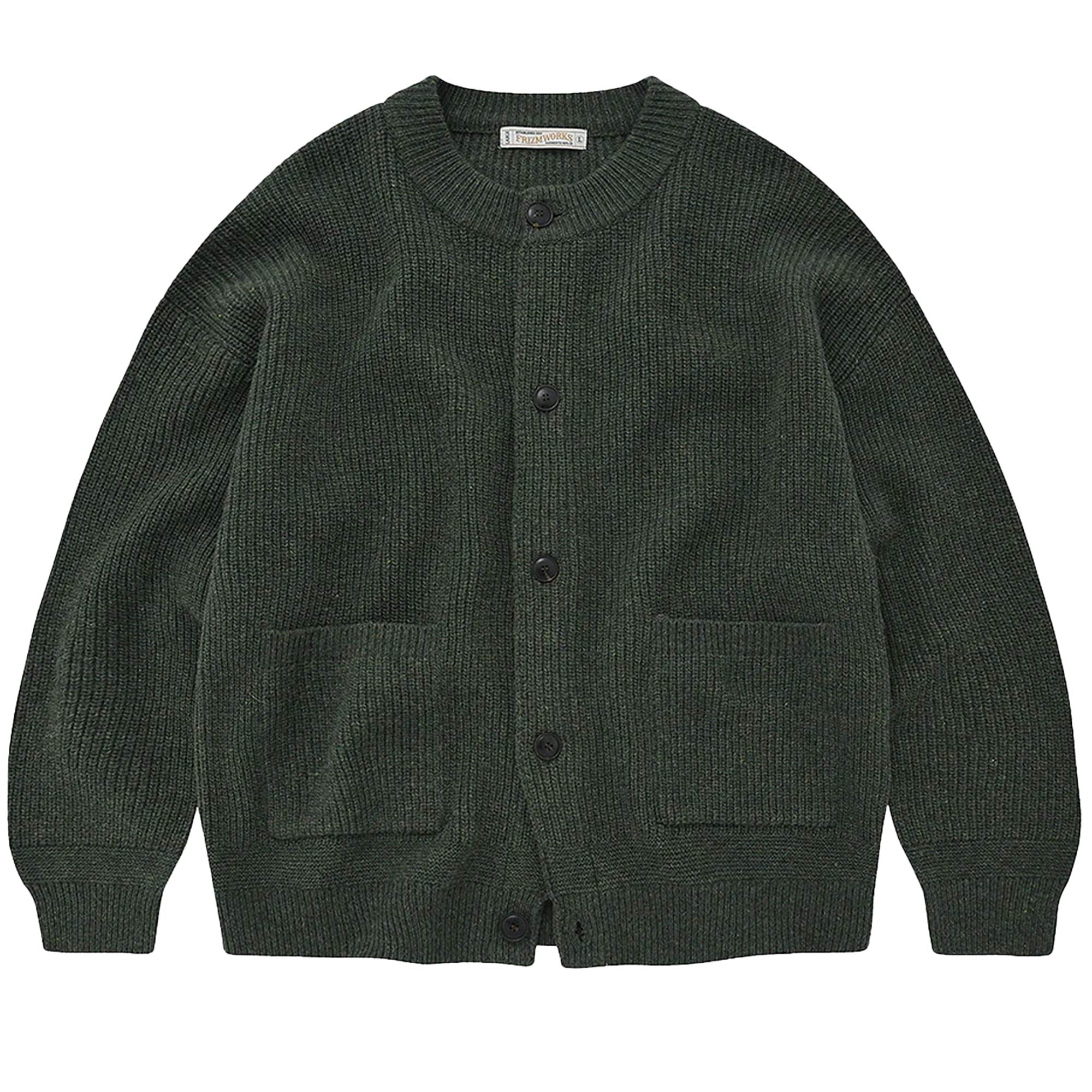 Heavy Wool Round Cardigan - Forest