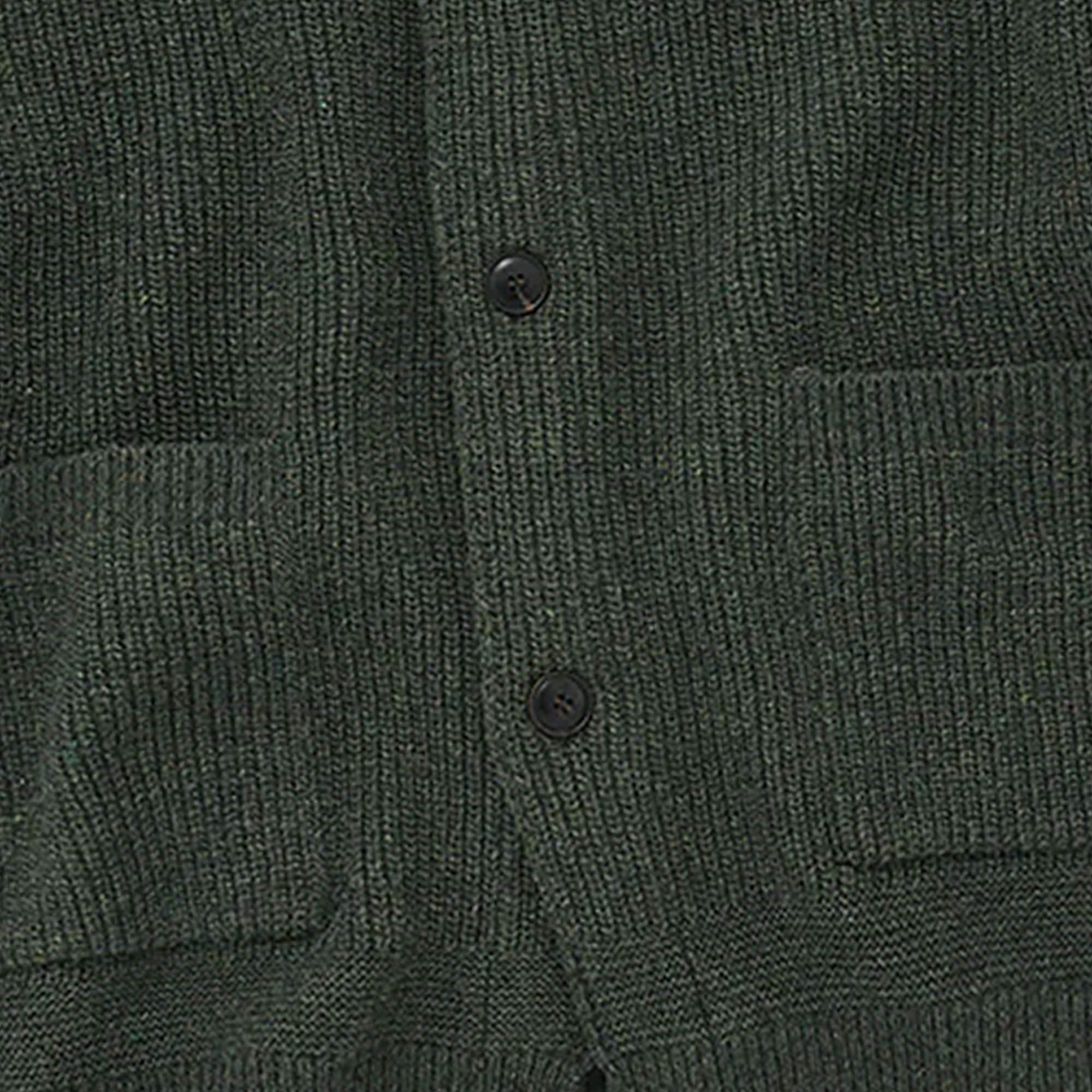 Heavy Wool Round Cardigan - Forest