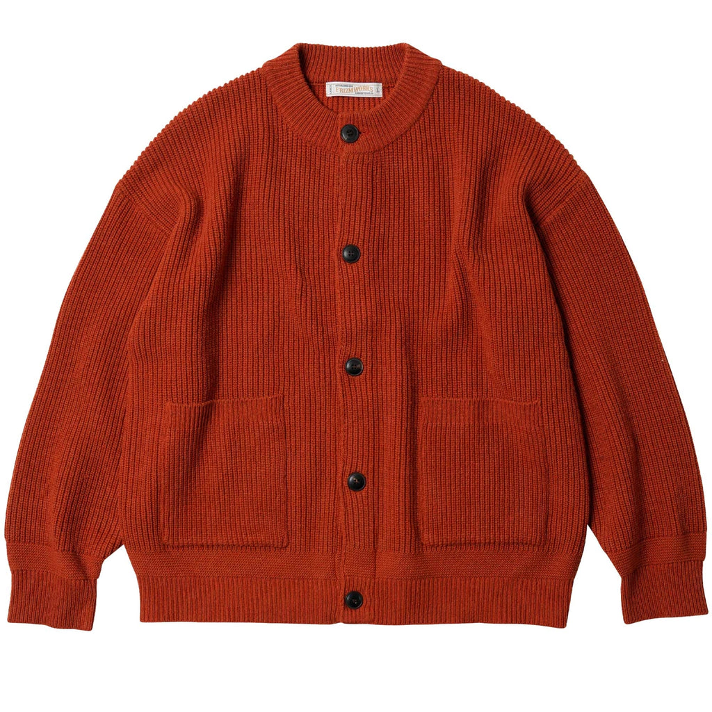 Heavy Wool Round Cardigan - Brick