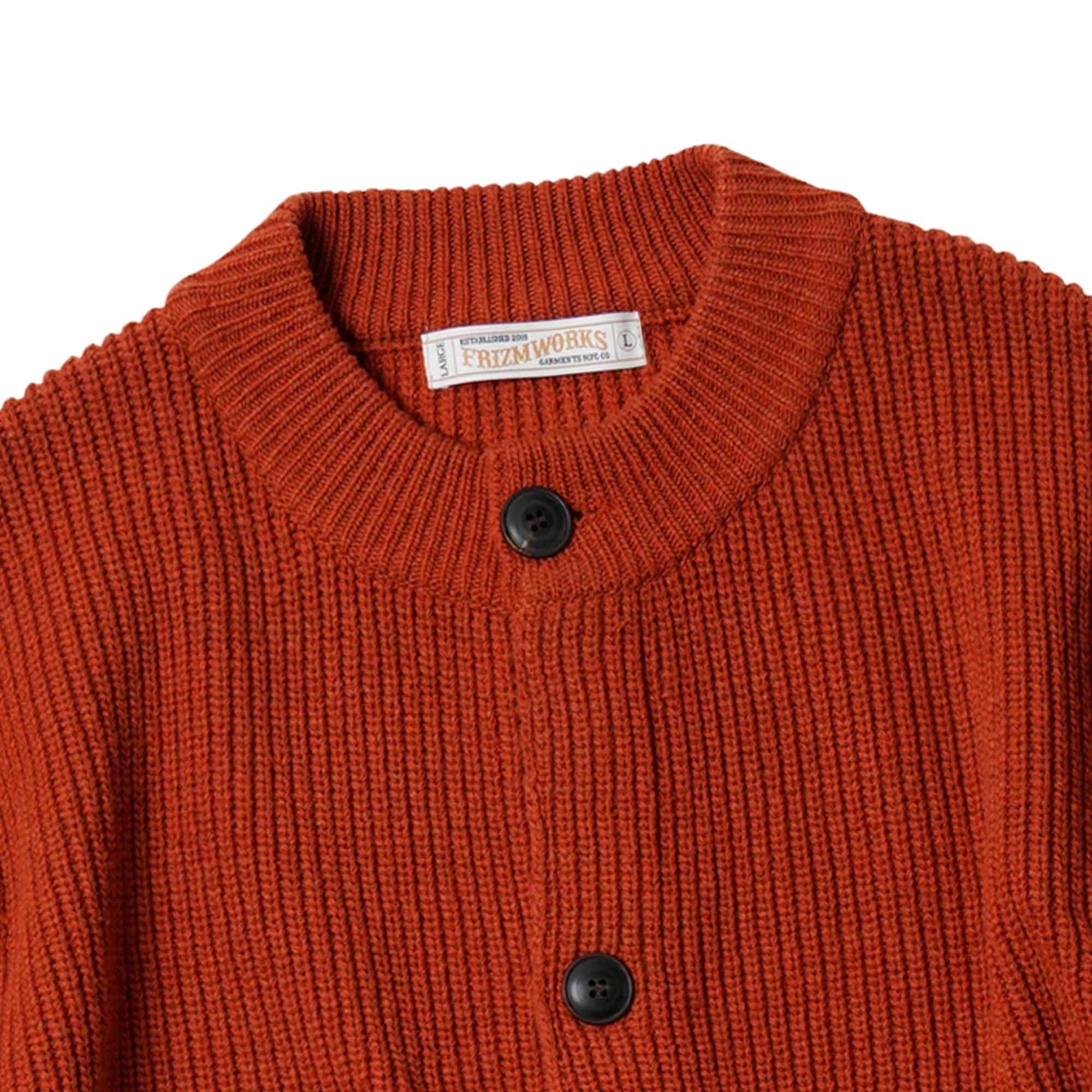 Heavy Wool Round Cardigan - Brick