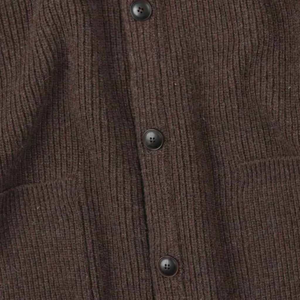 Heavy Wool Round Cardigan - Choco