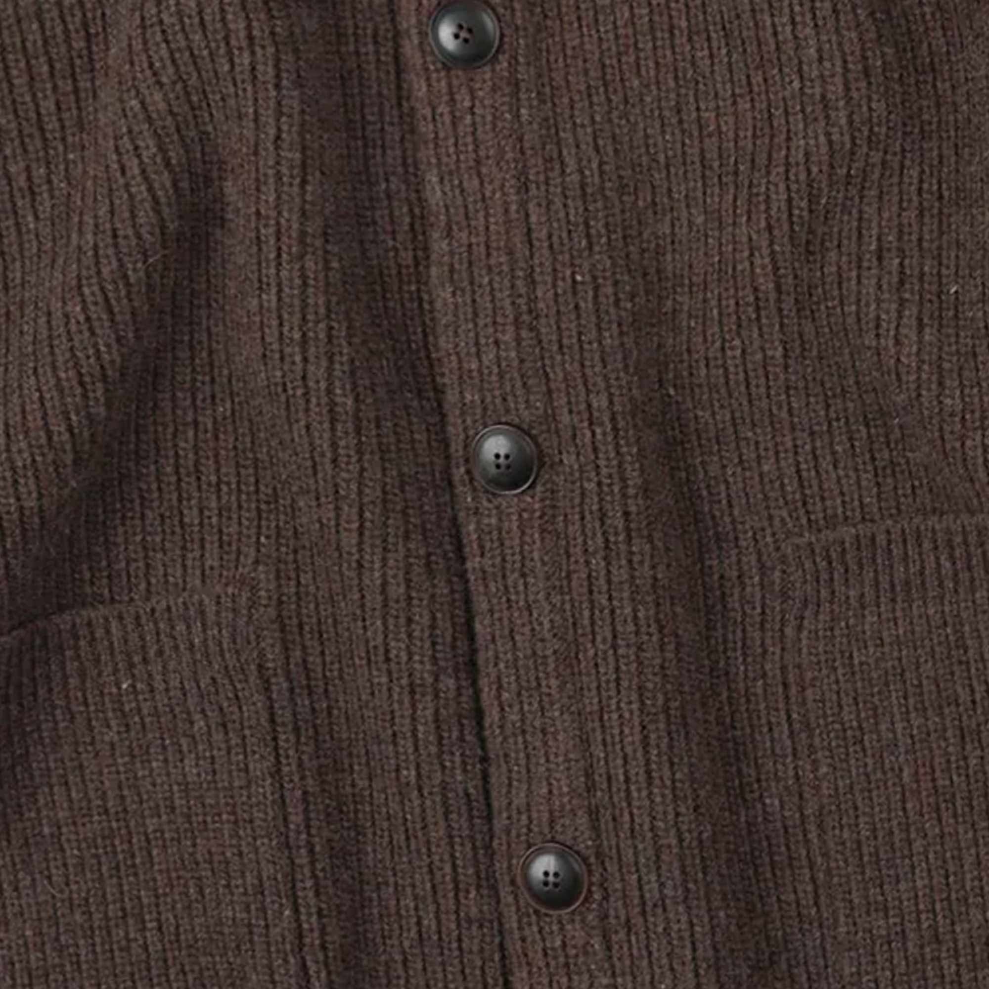Heavy Wool Round Cardigan - Choco