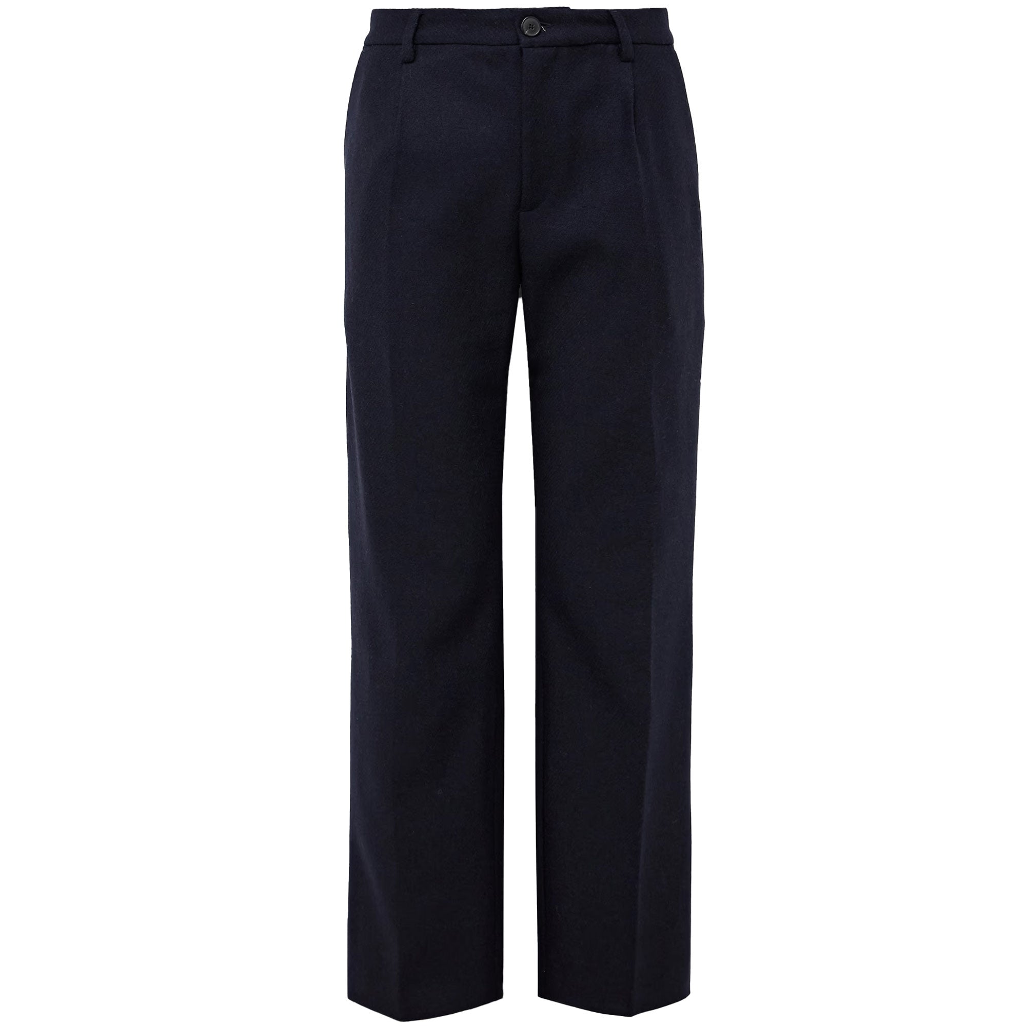 Pleated Wool Trousers - Navy