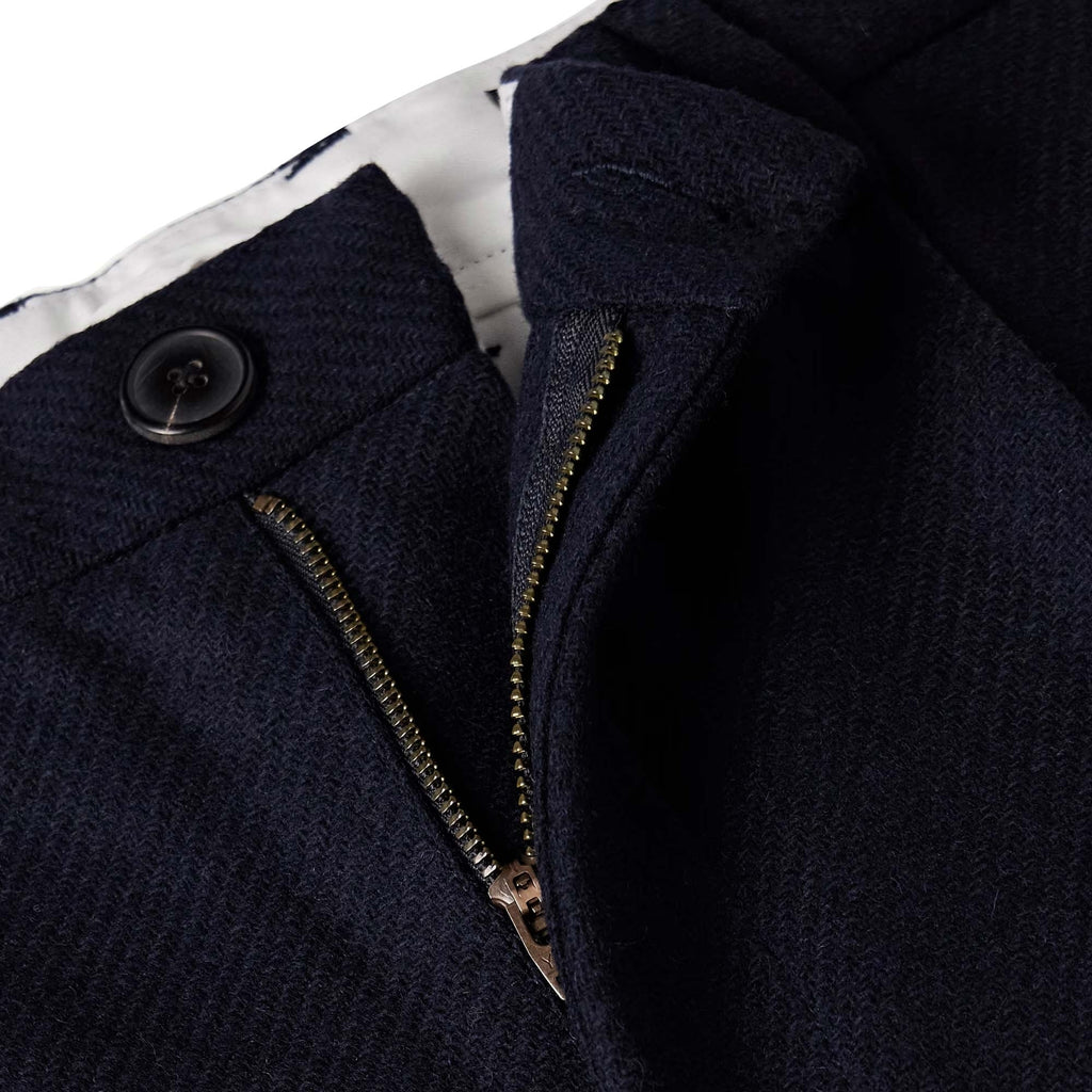 Pleated Wool Trousers - Navy