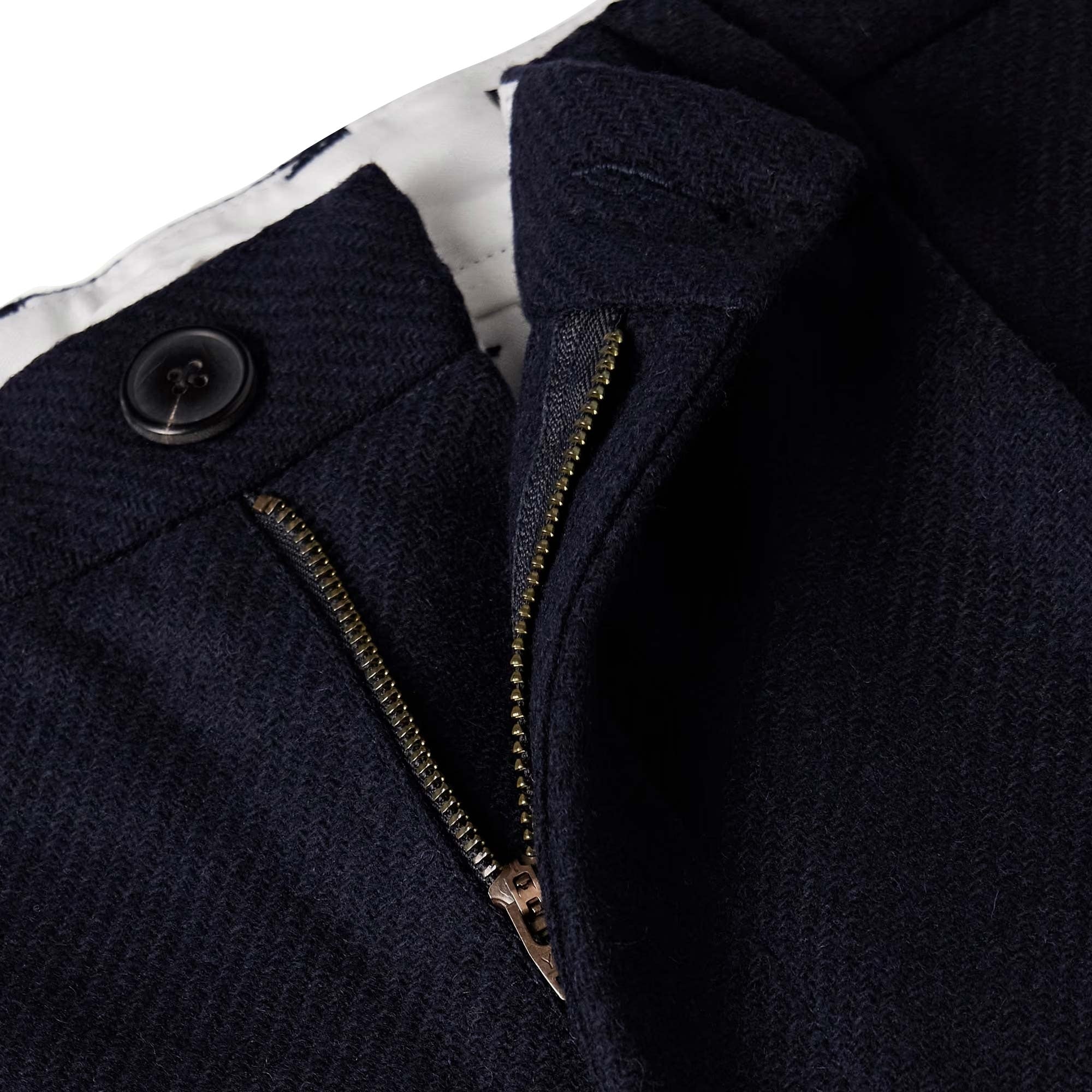 Pleated Wool Trousers - Navy