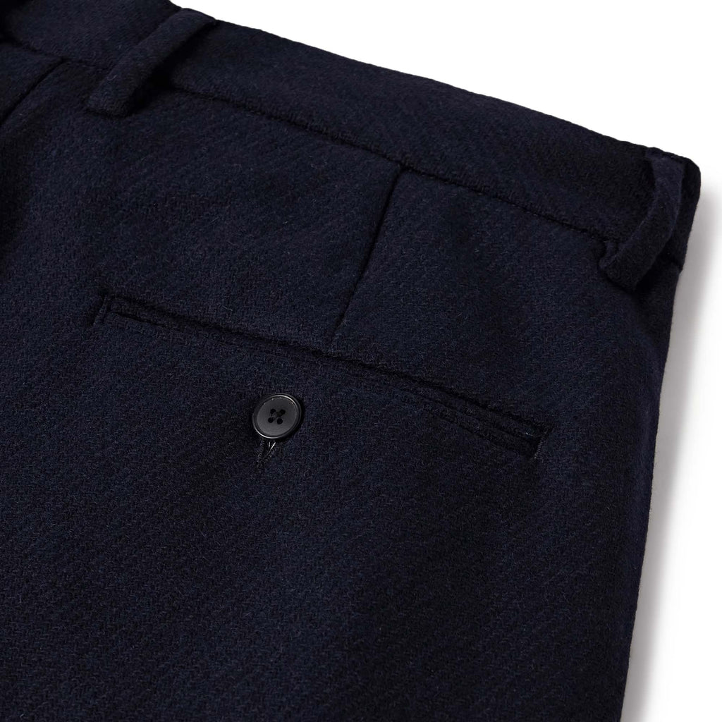 Pleated Wool Trousers - Navy